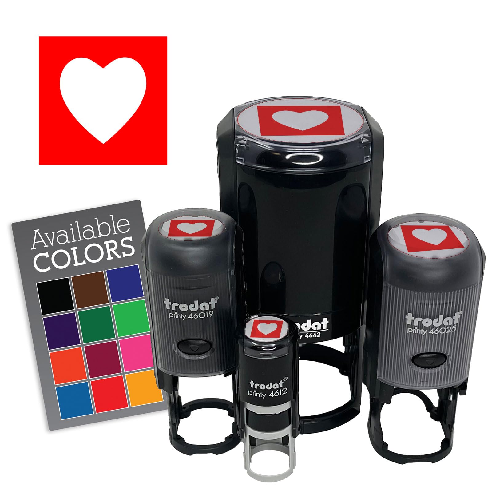 Heart in Box Self-Inking Rubber Stamp - 1 Inch Medium Size with Black Ink for Crafting, Scrapbooking, Planner Decoration & DIY Projects