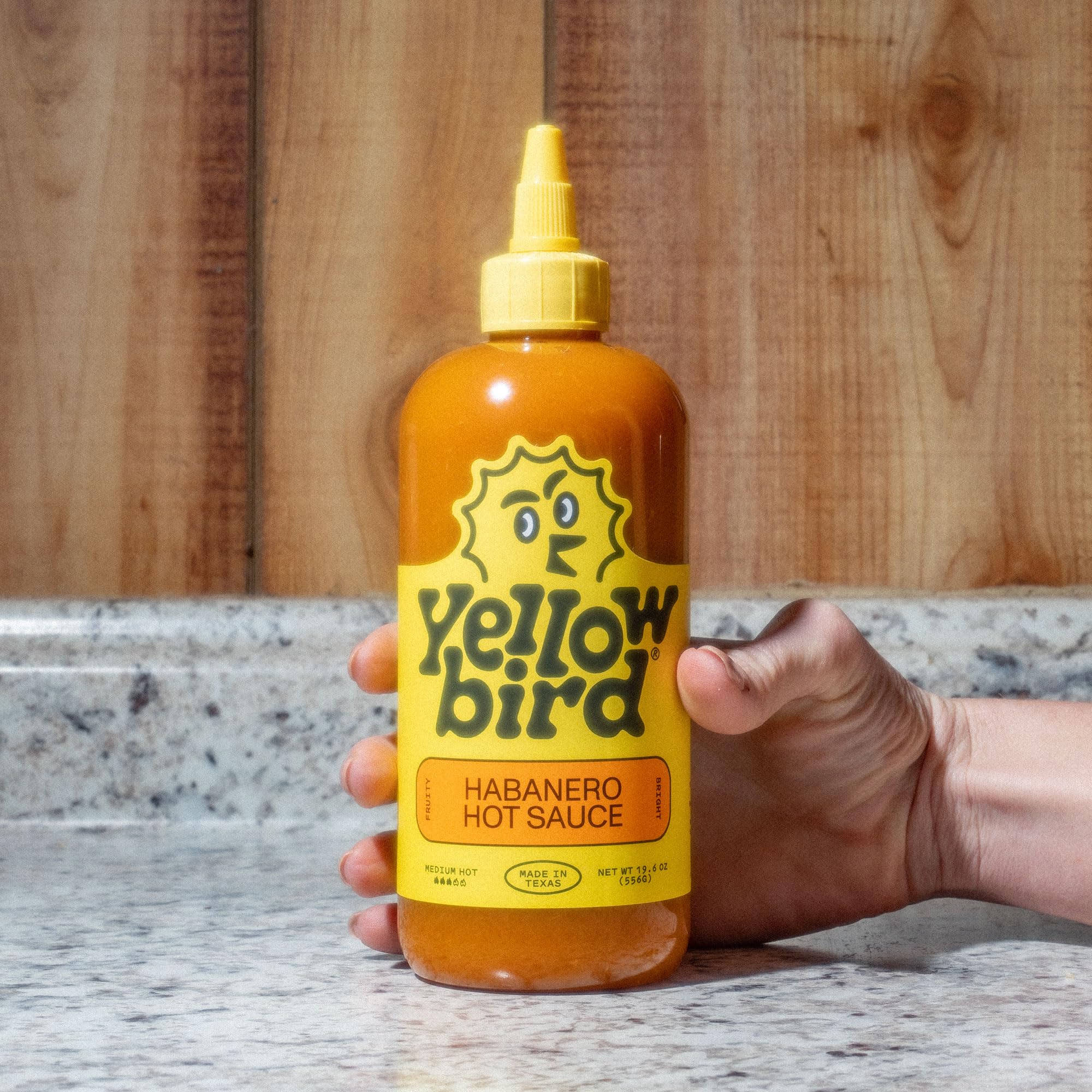 Yellowbird Habanero Hot Sauce - Medium Spicy Vegan Pepper Sauce with Garlic, Carrots & Tangerine - Plant-Based, Gluten-Free, Non-GMO Condiment - 19.6 oz Texas-Made Hot Sauce for Tacos, Wings & Burgers