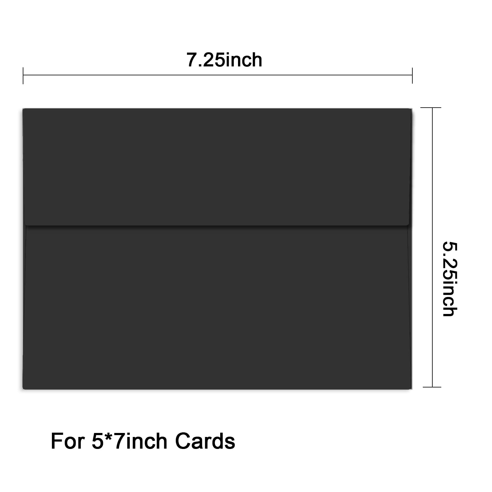 100 Pack Black 5x7 Envelopes, A7 Self Seal Invitation Envelopes for Wedding, Birthday, Baby Shower & Party Cards - Premium Quality Stationery for Greeting Cards, Invitations & Business Mailings