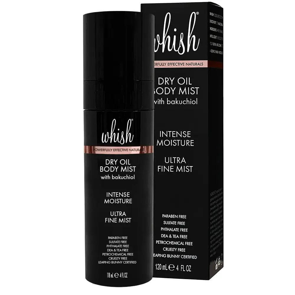 Natural Dry Oil Body Mist with Bakuchiol - Hydrating & Anti-Aging Spray for Glowing Skin | Perfect for Daily Moisturizing & Nighttime Skincare Routine