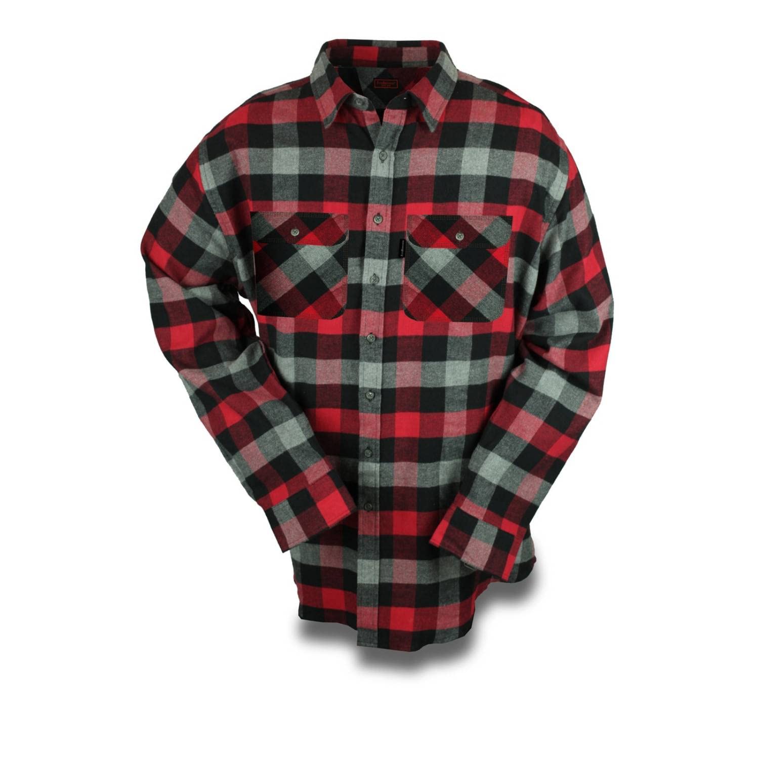 Five Brother Men's Heavyweight Flannel Shirt for Big and Tall - Warm Plaid Long Sleeve Shirt for Outdoor Camping, Hunting & Winter Wear
