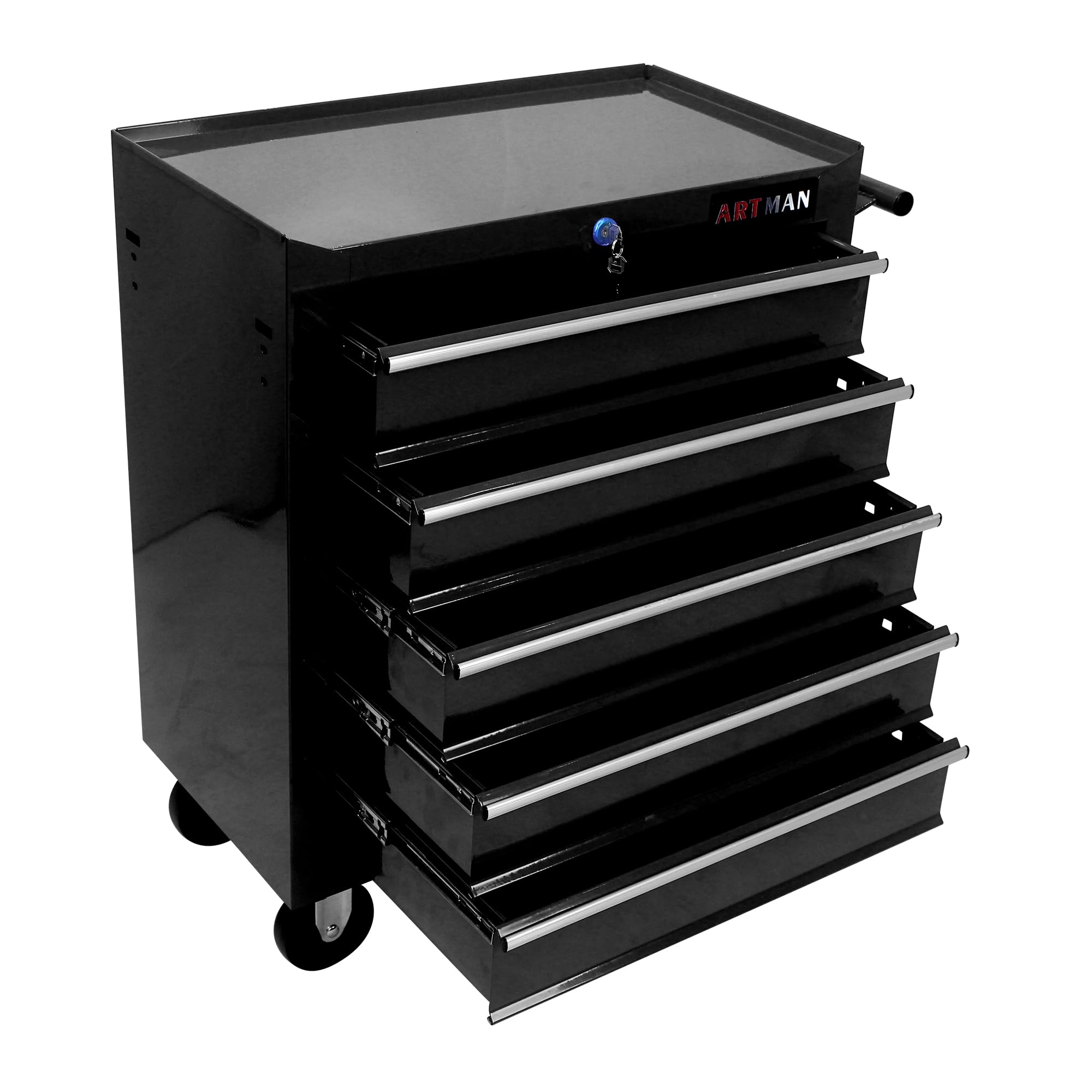 5-Drawer Rolling Tool Cart with Wheels - Heavy Duty Mobile Tool Chest Storage Organizer for Garage, Workshop, Warehouse & Auto Repair - 5 Large Drawers, 29.3