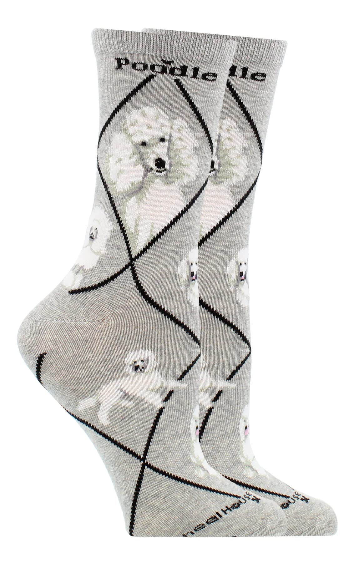 Women's White & Black Poodle Socks - Perfect Gift for Dog Lovers