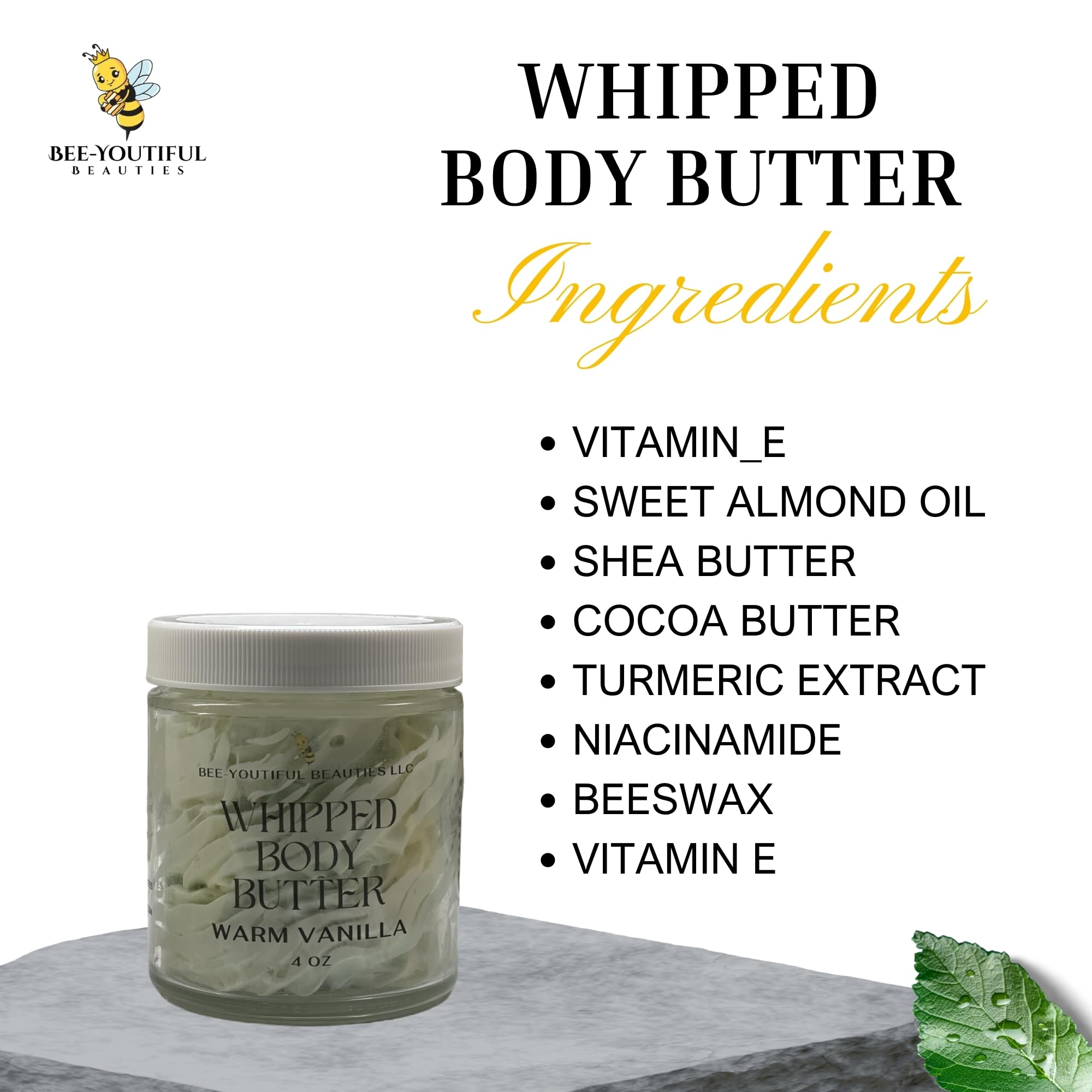 Whipped Shea & Beeswax Body Butter - Ultra Hydrating Moisturizer with Shea Butter, Mango Butter, Cocoa Butter & Beeswax for Deep Nourishment - 4oz Warm Vanilla Scent - Perfect for Dry Skin Care & Daily Moisturizing Routine