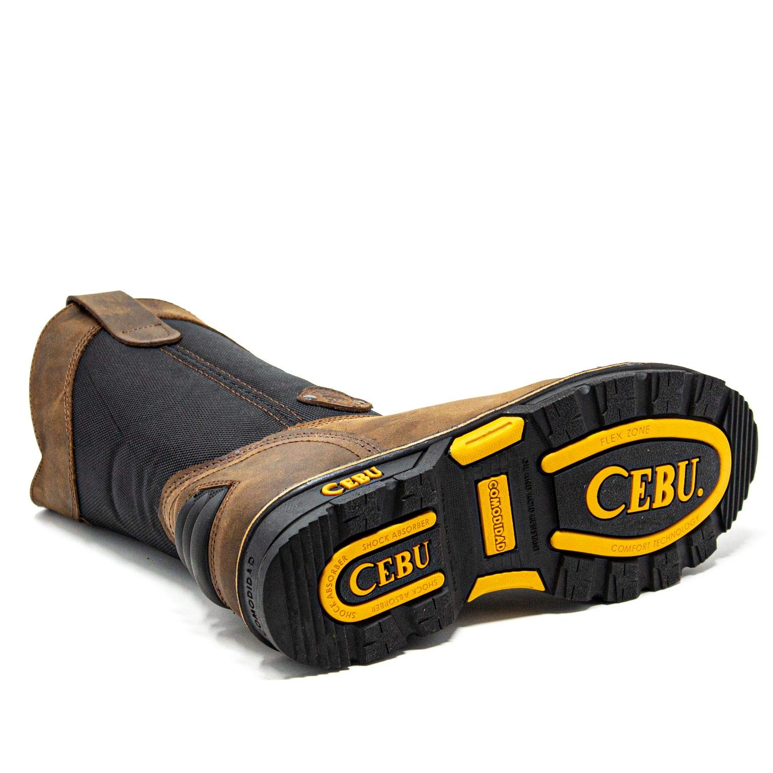CEBU Men's HL200 Soft Toe Work Boots - Heavy Duty Leather Safety Shoes, Oil & Acid Resistant, Comfortable & Breathable Pull-On Boots for Warehouse, Construction, Manufacturing, Truck Drivers - 10 Inch Workwear for Outdoor Labor & Industrial Jobs