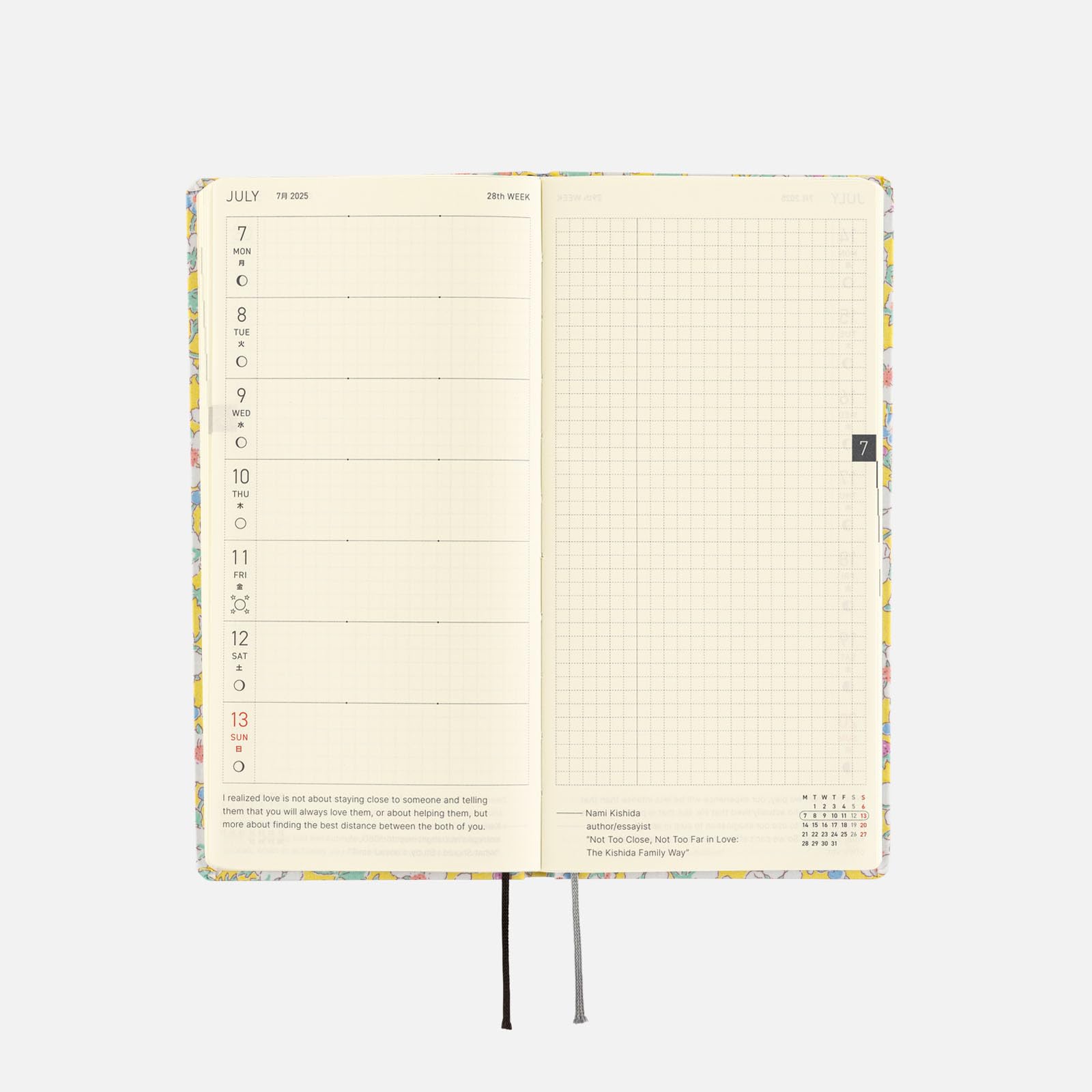 Hobonichi Techo 2025 Weekly Planner - English Version, Tall & Slim Size, January Start Date, Liberty Fabrics Paysanne Blossom Design | Perfect for Daily Scheduling, Journaling & Productivity Tracking