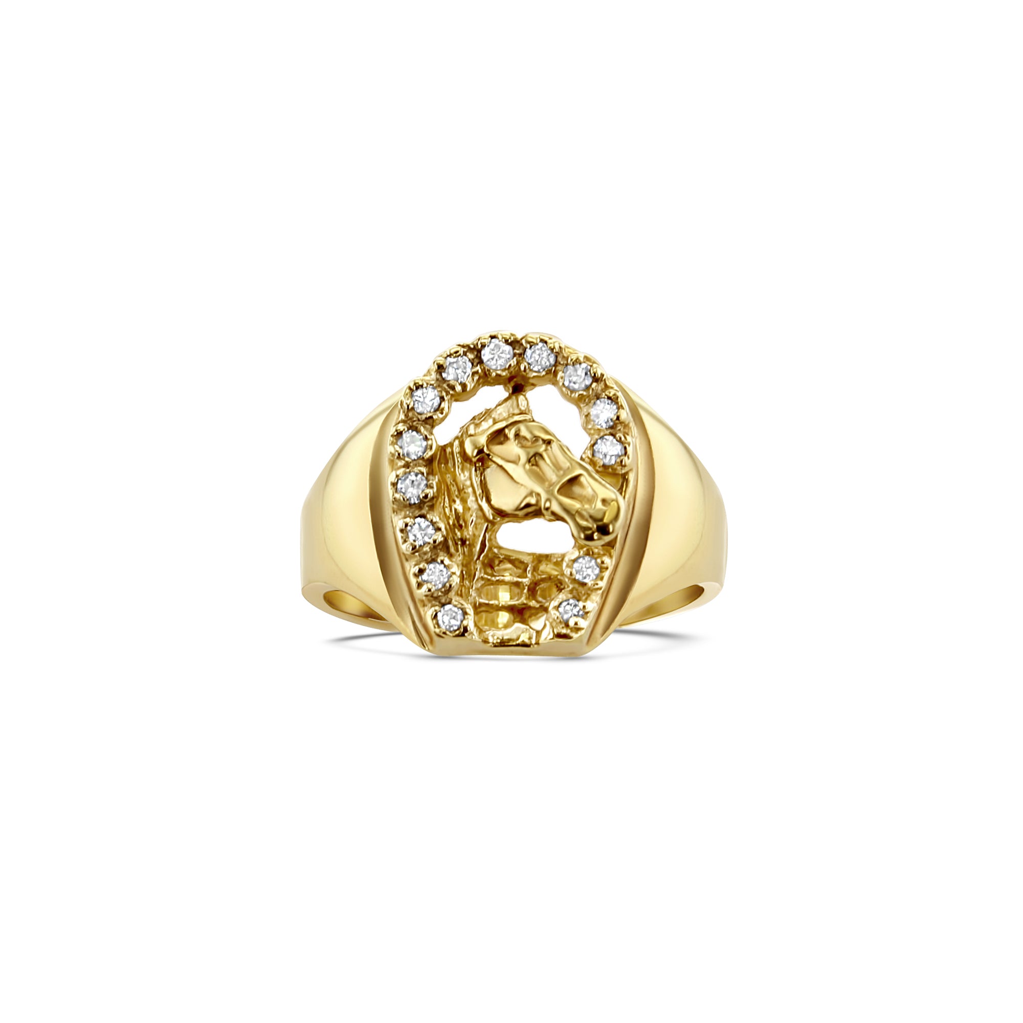 1/3CT Diamond Horseshoe with Horse Head Pendant in 14K Yellow Gold - Elegant Jewelry for Equestrian Lovers, Perfect Gift for Birthdays & Anniversaries