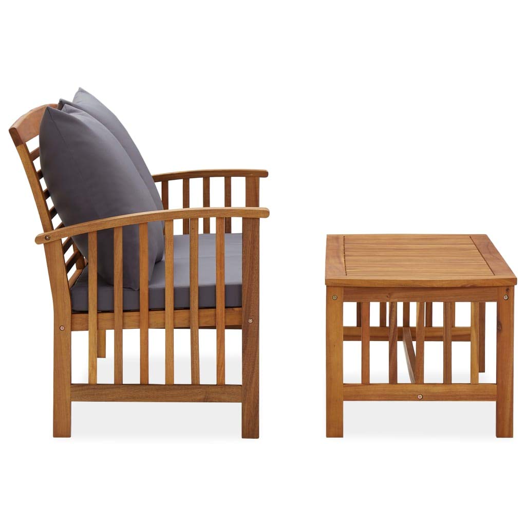 Premium CHARMMA 2-Piece Outdoor Patio Lounge Set with Weather-Resistant Cushions - Solid Acacia Wood Furniture for Garden, Poolside & Backyard Relaxation