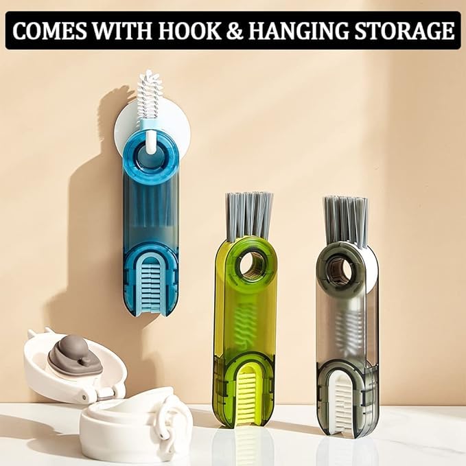 3-Pack Multipurpose Bottle Gap Cleaner Brush Set - Cup Cover & Crevice Cleaning Tools for Water Bottles, Straws, and Home Kitchen Accessories - Perfect for Deep Cleaning Hard-to-Reach Spots in Baby Bottles, Travel Mugs, and Reusable Drinkware