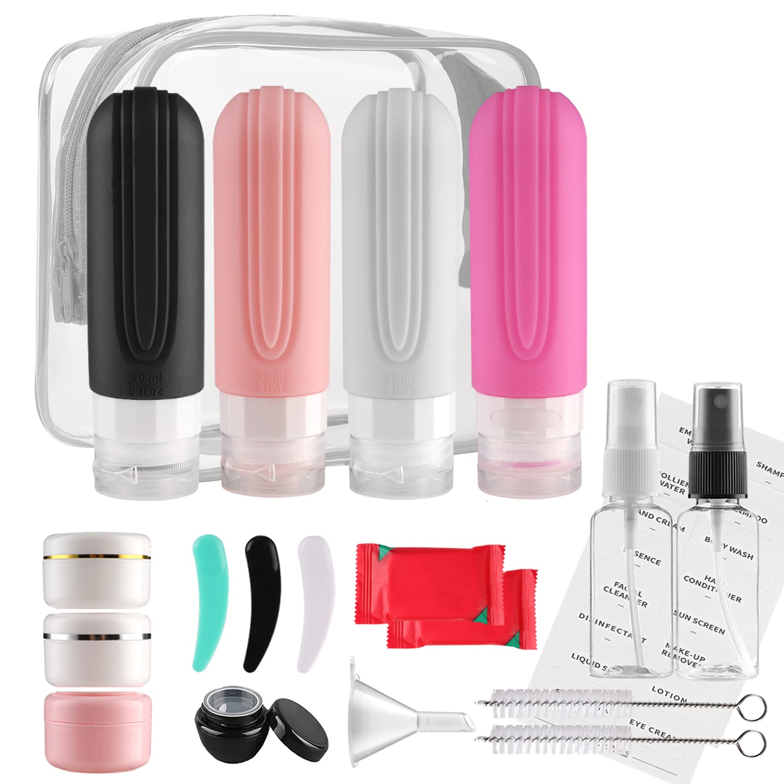 20 Pack TSA Approved Leitproof Silicone Travel Bottles Set - 3.04oz Refillable Squeezable Toiletry Containers for Shampoo, Conditioner & Lotion (BPA Free) | Perfect for Air Travel, Gym, Camping & Vacation Essentials