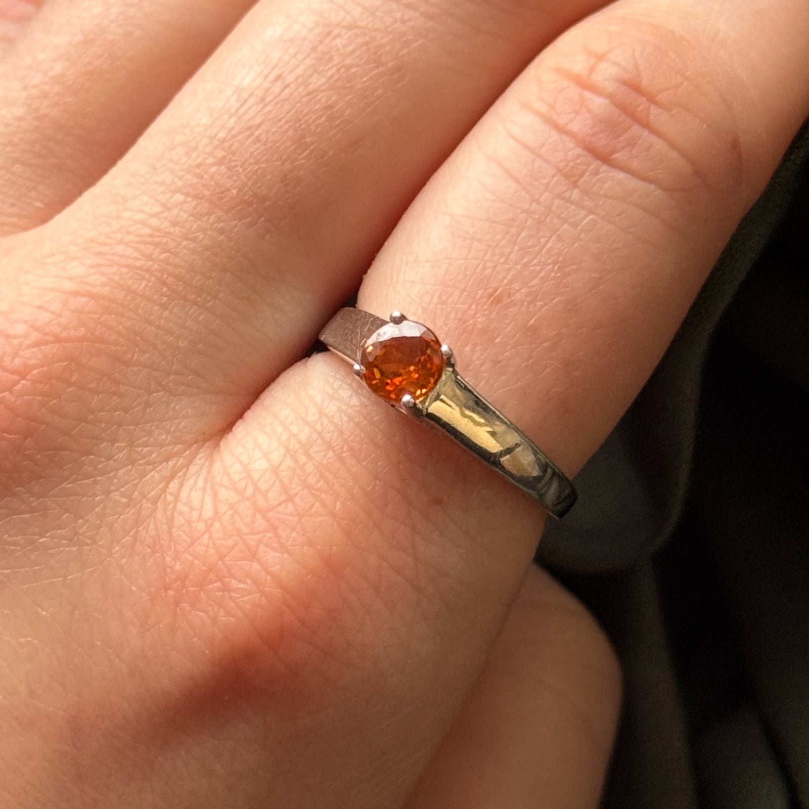 Natural Mandarin Citrine Ring for Women - 0.50ct Oval Cut Gemstone in 925 Sterling Silver - Size 8 - Elegant Birthstone Jewelry for Everyday Wear & Special Occasions