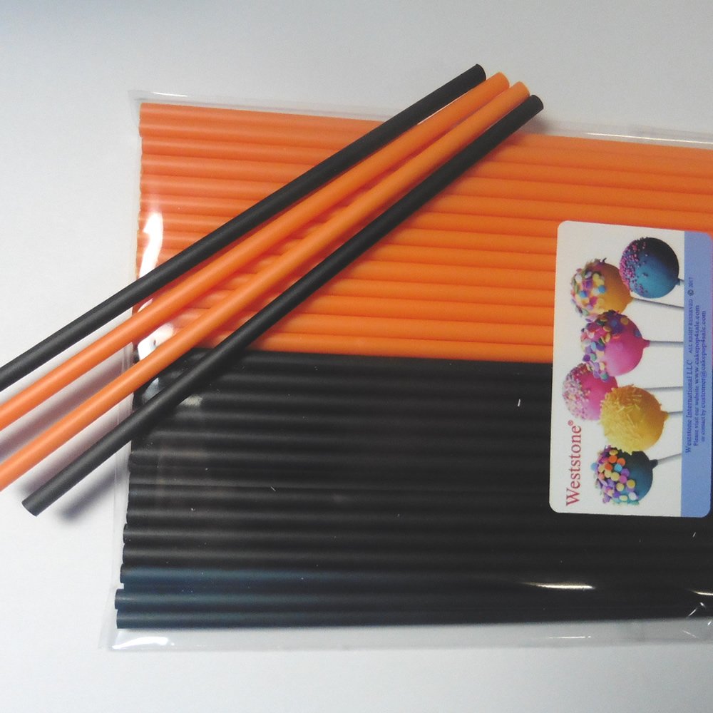 Sweet Creations 100-Pack Orange & Black Cake Pop Sticks for Halloween Baking, Party Treats & DIY Desserts - Multicolor Cake Pop Supplies for Birthday, Wedding & Holiday Celebrations