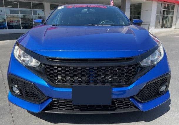 2016-2018 Honda Civic Coupe/Sedan Front Grille with Eyelids - Glossy Black Mesh Style Replacement Grill Set for Enhanced Style & Aerodynamics | Perfect for Car Modifications & Show Events