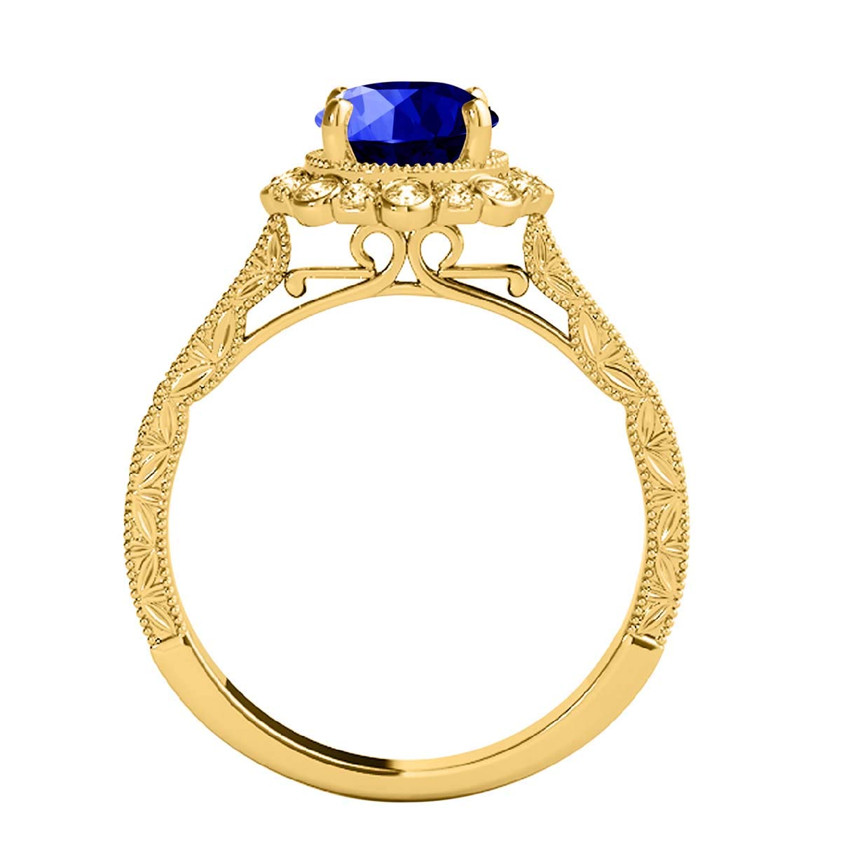 1.1 Carat Diamond & Tanzanite Ring for Women - 10k Yellow Gold Prong Setting | Elegant Wedding, Engagement & Anniversary Jewelry Gift