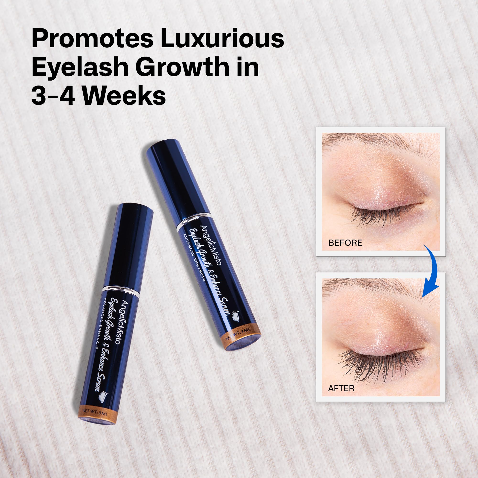 Premium Eyelash Growth Serum for Longer & Fuller Lashes - Natural Lash Enhancer with Keratin & Biotin - Visible Results in 4 Weeks - 3ml Bottle - Perfect for Nighttime Lash Care & Special Occasion Makeup Prep