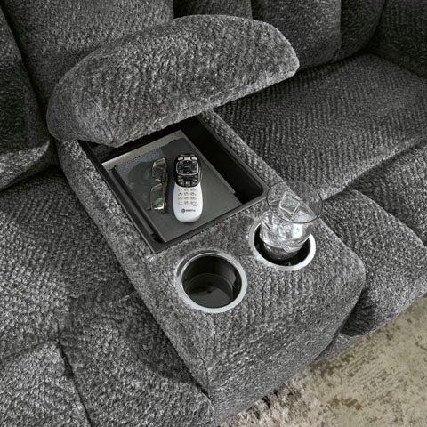 Frohn Graphite Reclining Loveseat - Modern 2-Seater Sofa with Adjustable Backrest, Soft Fabric Upholstery for Living Room, Home Theater & Small Spaces (Model 3740694)