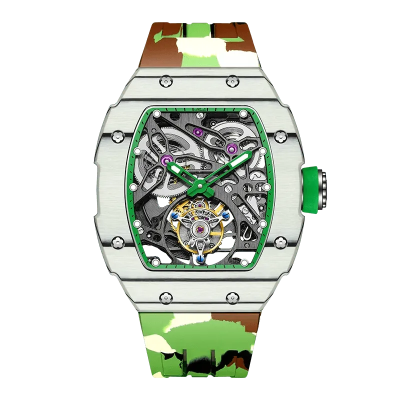 Luxury Haofa 1901 Skeleton Automatic Tourbillon Watch for Men - Carbon Fiber Mechanical Movement with Sapphire Crystal - Perfect for Business, Formal Events & Collector's Display