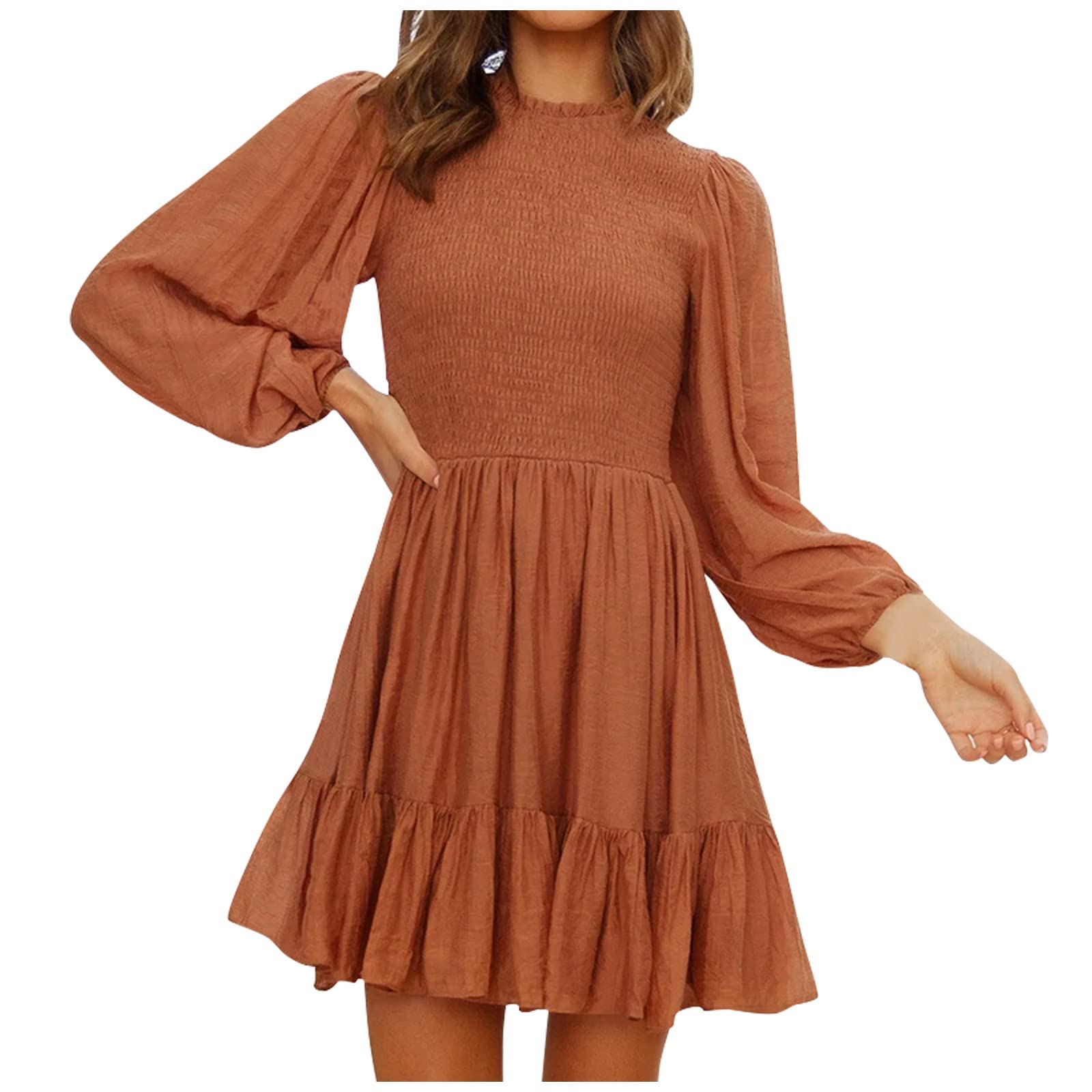QUFECH Plus Size Tank Dress for Women - Ruffled Lantern Sleeve Trendy Dress, French Elegant Party Dress for Fall | Perfect for Cocktail Parties, Weddings & Special Occasions