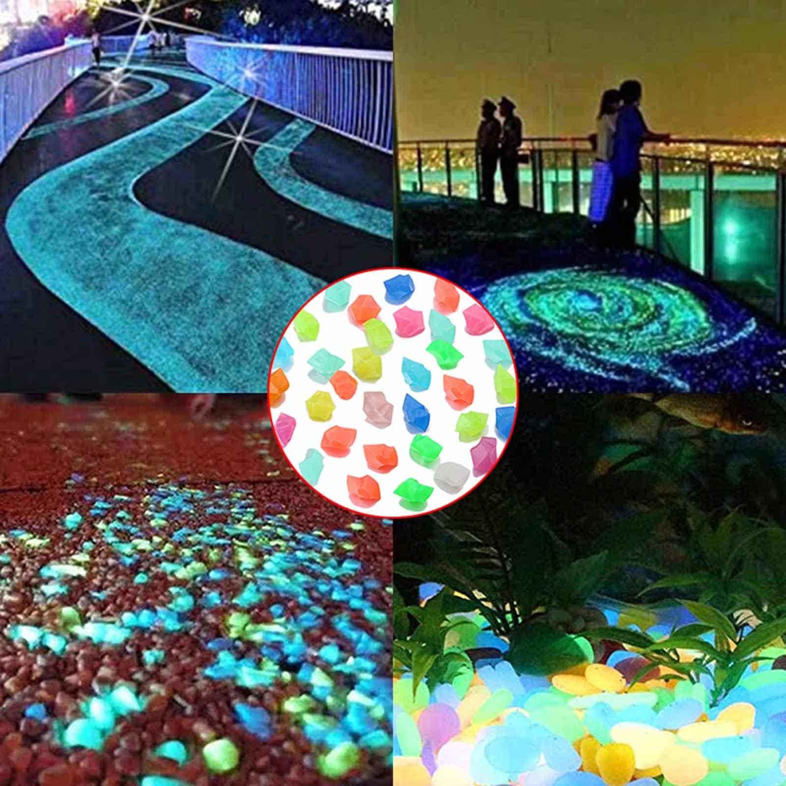Glow in The Dark Stones 300pcs - Luminous Pebbles for Aquarium, Fish Tank, Garden, Lawn, Yard, Walkway & Driveway Decor - Perfect for Nighttime Landscaping & Outdoor Ambiance (Pink)