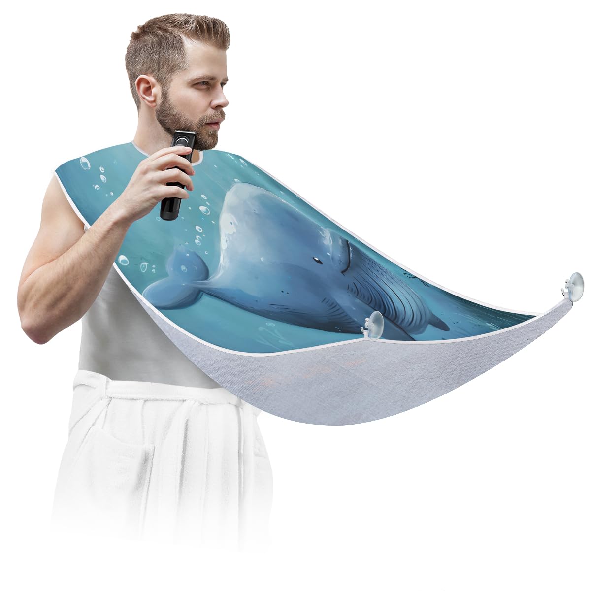 Premium Shark Design Shaving Bib for Men & Women - Waterproof Beard & Hair Dye Apron with Sink Catcher - Ideal for Barber Shops, Home Grooming & Salon Makeup Sessions