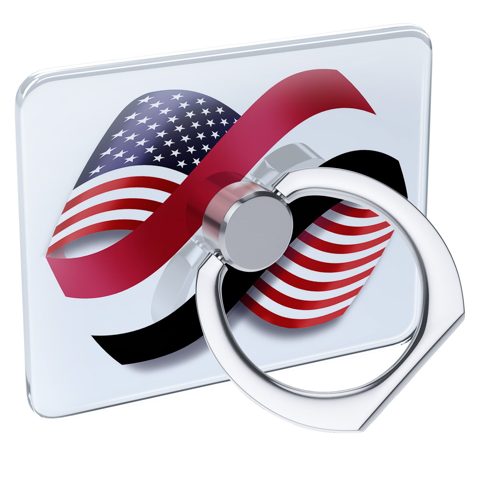 Cell Phone Ring Holder Infinity Flags USA & Yemen - Collapsible Grip & Stand for Secure Phone Handling, Perfect for Travel, Work, and Daily Use