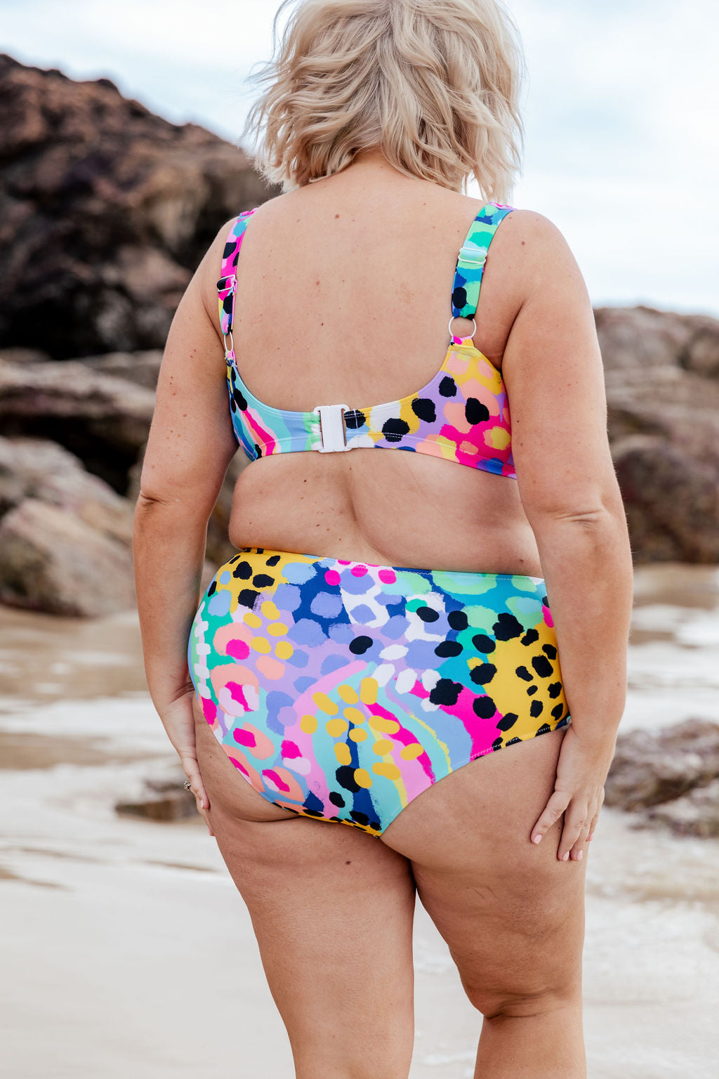Kasey Rainbow Miami Bikini Bottoms - High Waisted Swim Shorts for Women | Beach Vacation, Pool Party & Summer Fashion