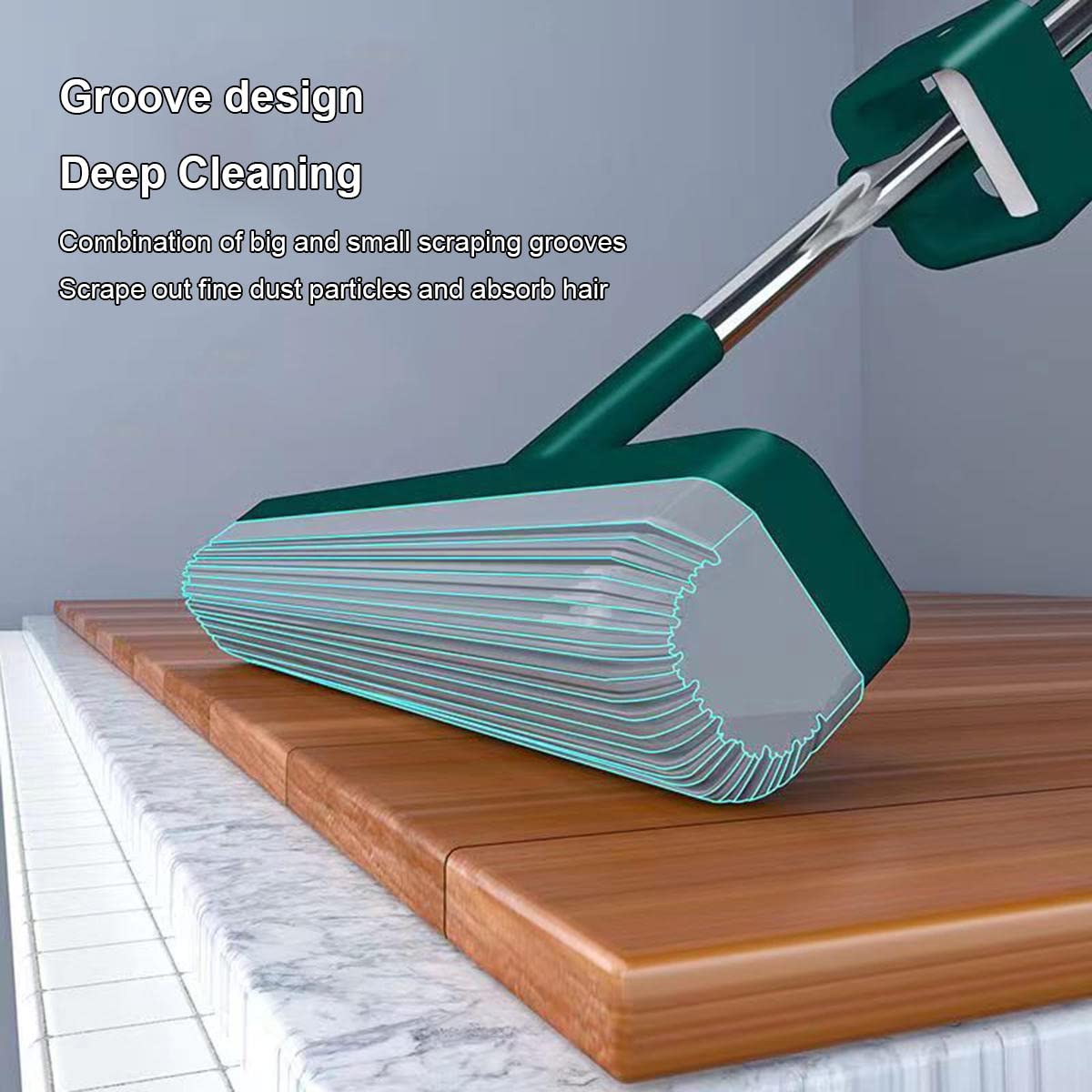 PVA Sponge Mop for Floor Cleaning - Heavy Duty Self-Squeeze Mop for Hardwood, Tile, Marble & Laminate Floors - Ideal for Kitchen, Bathroom & Home Cleaning