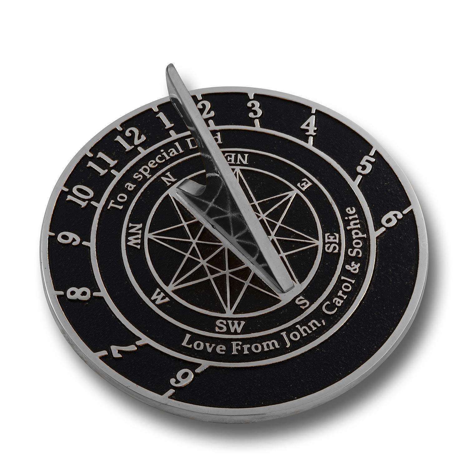Personalized Aluminum Sundial Gift - Custom Engraved Message for Birthday, Anniversary & Christmas - Unique Metal Foundry Keepsake for Him or Her - Perfect Outdoor Garden Decor & Sentimental Present