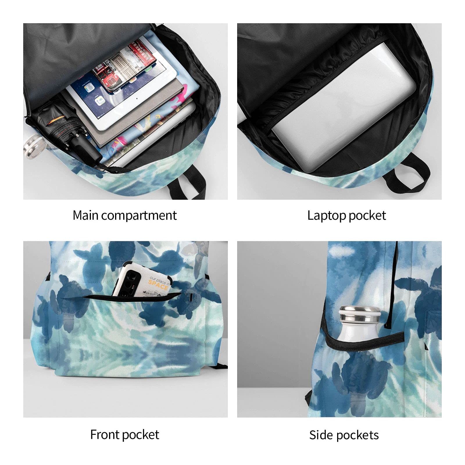 Delerain 17 Inch Laptop Backpack with Sea Turtle Design - Waterproof School Backpack, Travel Daypack for College, Camping, Hiking, Beach & Outdoor Activities | Perfect for Work, Commuting & Weekend Adventures