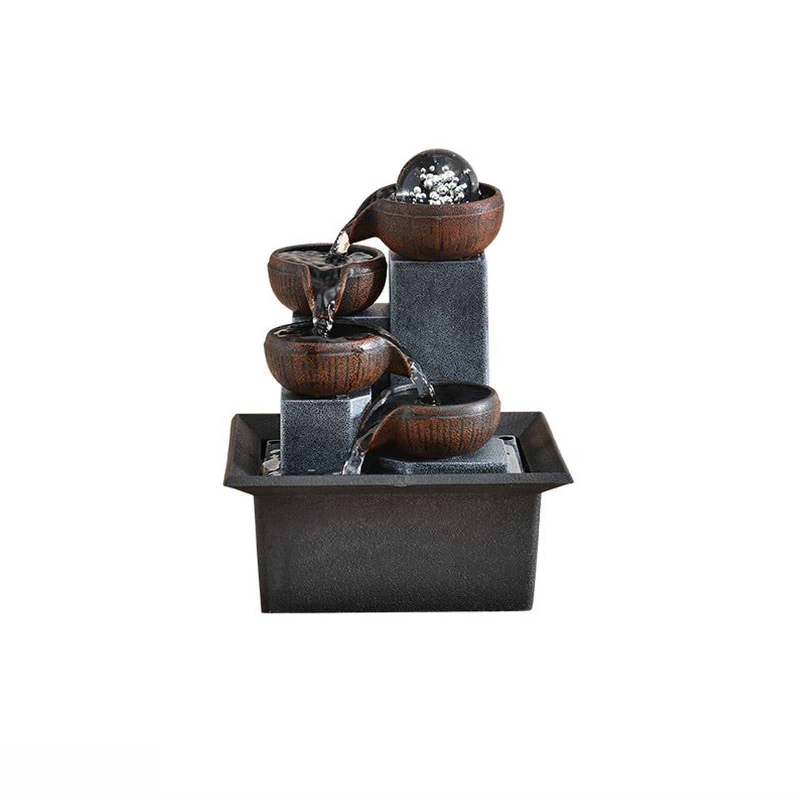 Small Tabletop Water Fountain - Desktop Running Water Fountain for Living Room & Office Decor - Clear Resin Waterfall Fountain with Circulating Water - Perfect for Relaxation, Meditation, and Home Decor