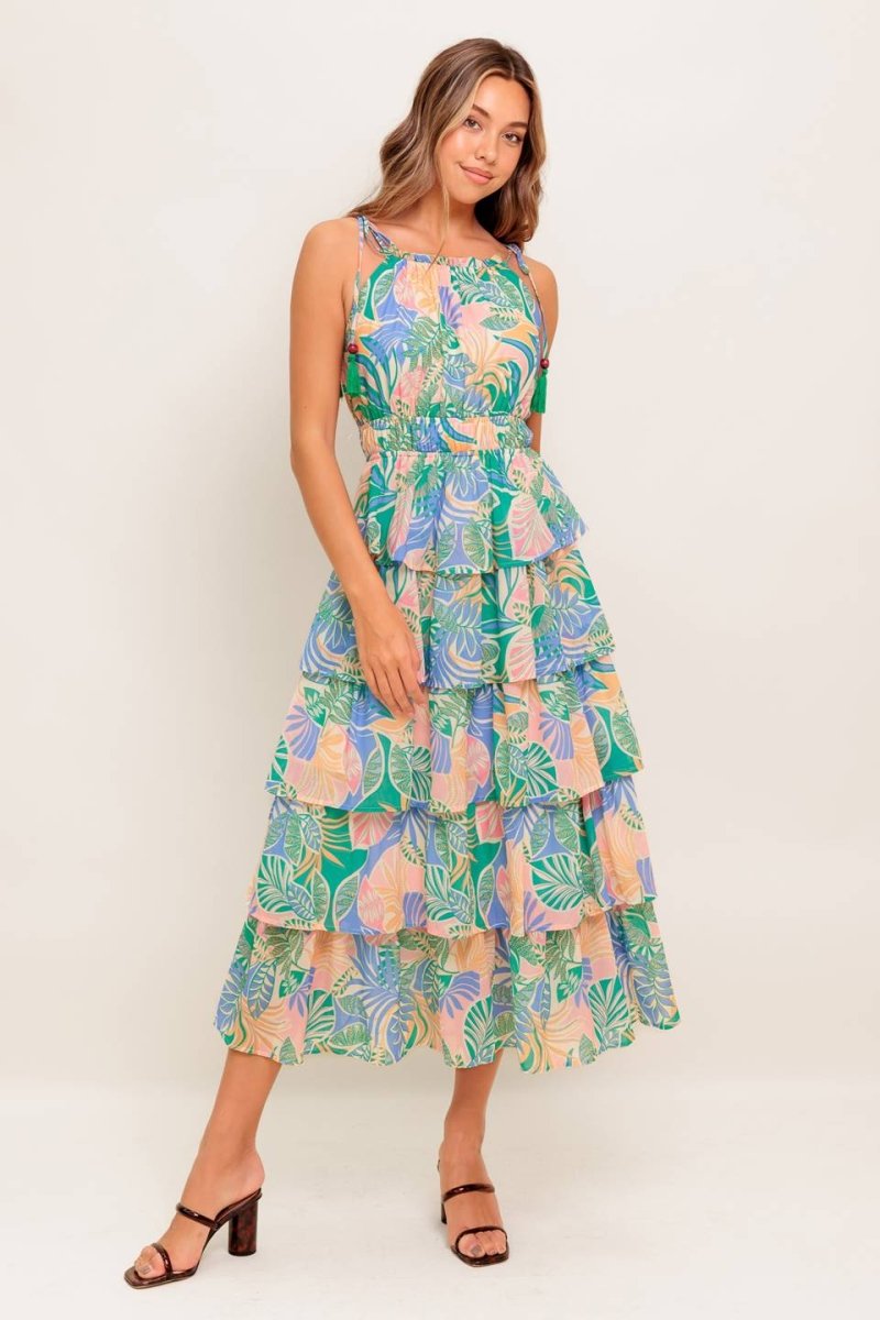 CABANA DREAMS Woven Midi Dress - Flowy Summer Dress for Beach Vacation & Boho Chic Outfits