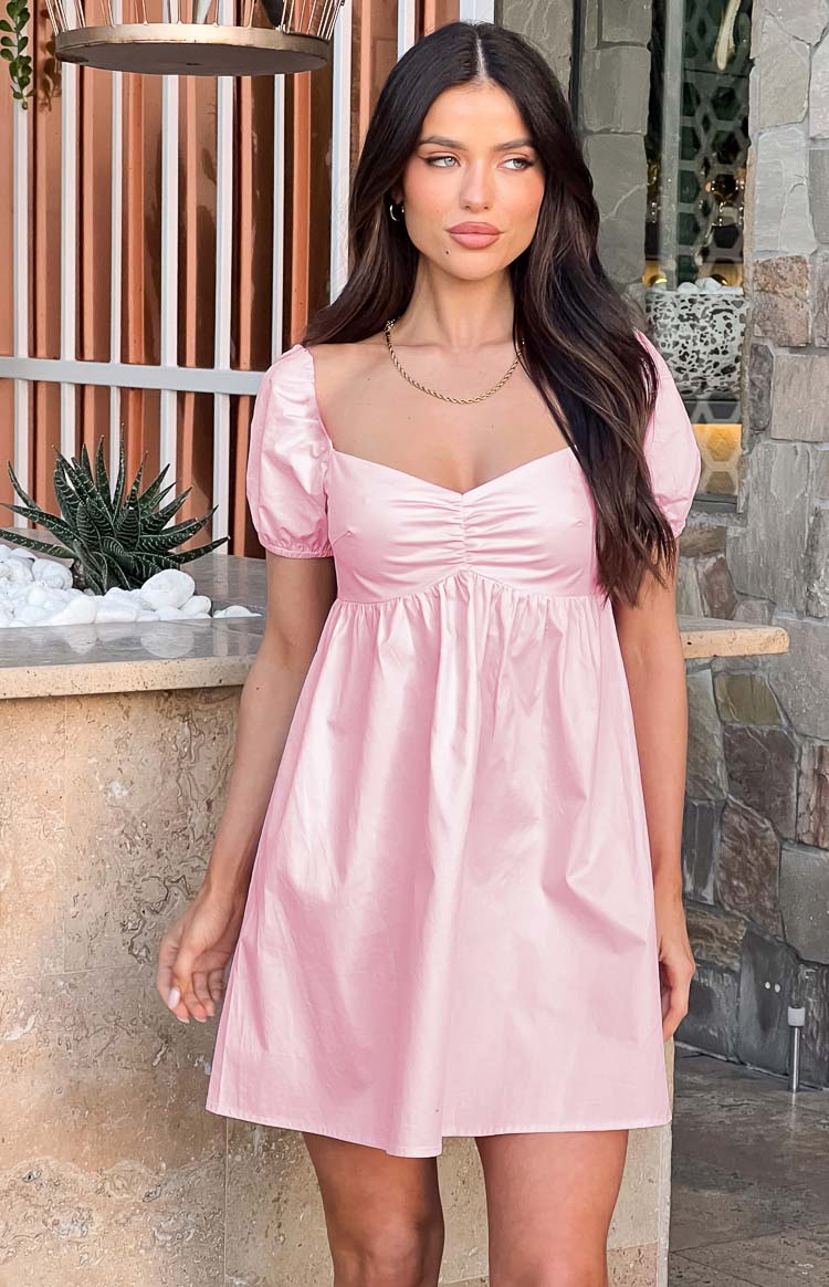 Clara Pink Mini Dress for Women - Elegant Short Sleeve Party Cocktail Dress | Perfect for Date Night, Club Outfits & Summer Vacations