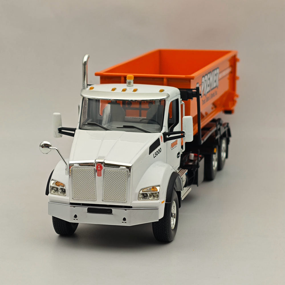 1/34 Scale Kenworth T880 Diecast Truck with Tub Style Roll-Off Container - Collectible Model for Display, Gifts, and Truck Enthusiasts