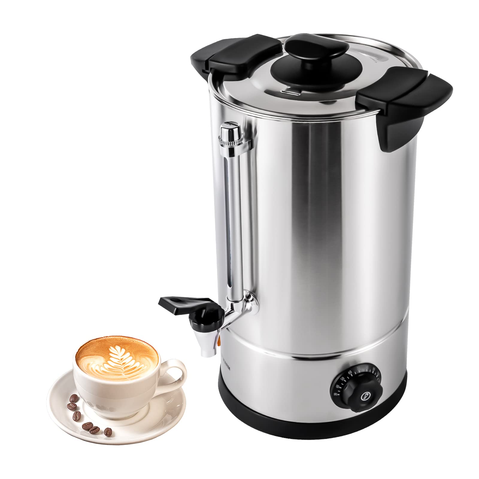 60 Cup Electric Coffee Percolator - 10L Commercial Brewer for Coffee, Tea & Hot Chocolate - Perfect for Offices & Events