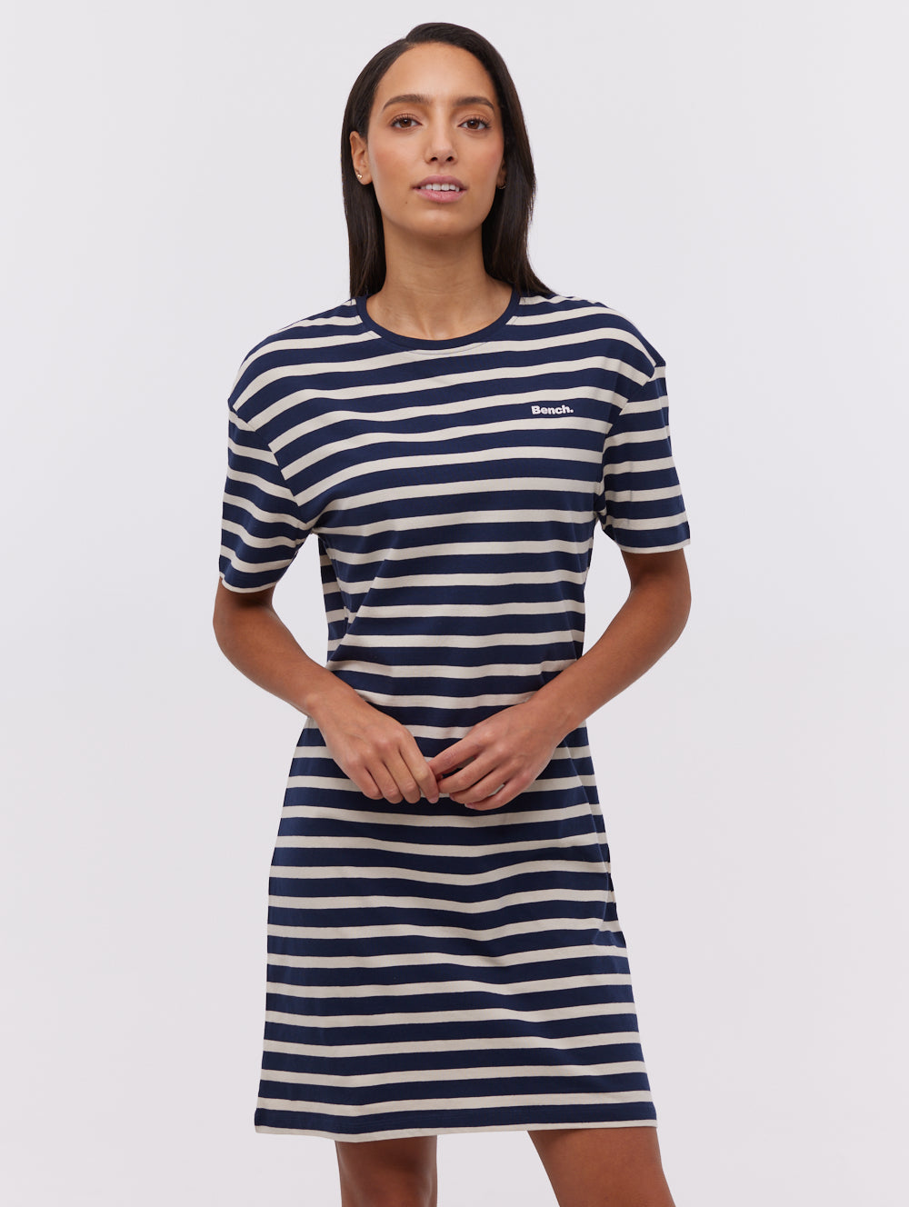 Frandi Women's Striped T-Shirt Midi Dress - Casual Short Sleeve Summer Dress for Beach, Vacation & Everyday Wear
