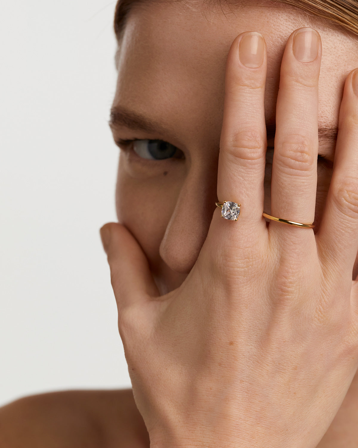 GRID 3 Sofia Two Finger Ring - Stackable Minimalist Ring for Women, Trendy Silver Jewelry for Everyday Wear, Perfect for Layering and Gift Giving