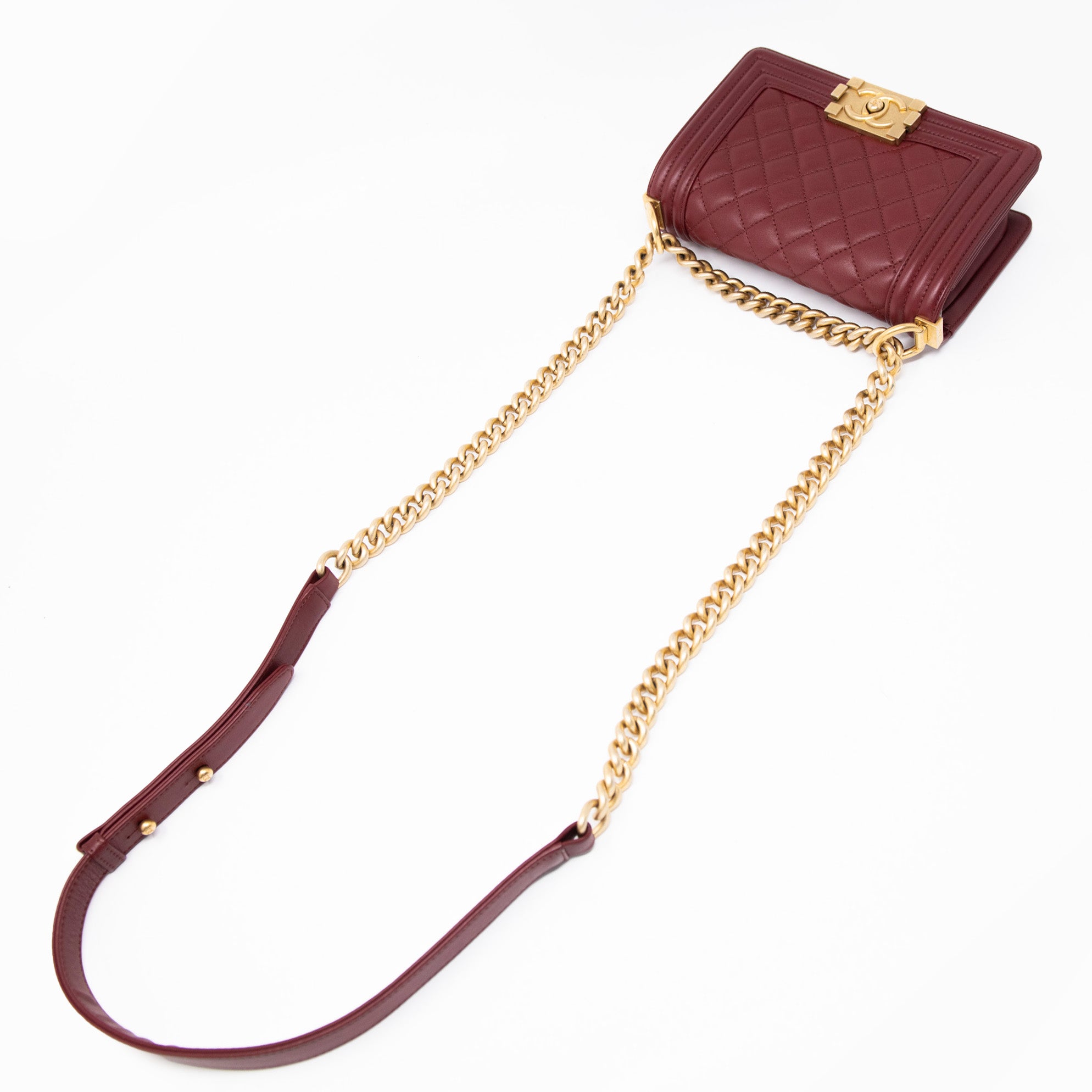 Chanel Burgundy Small Boy Bag - Luxury Leather Crossbody Handbag for Women | Perfect for Parties, Dates & Evening Events