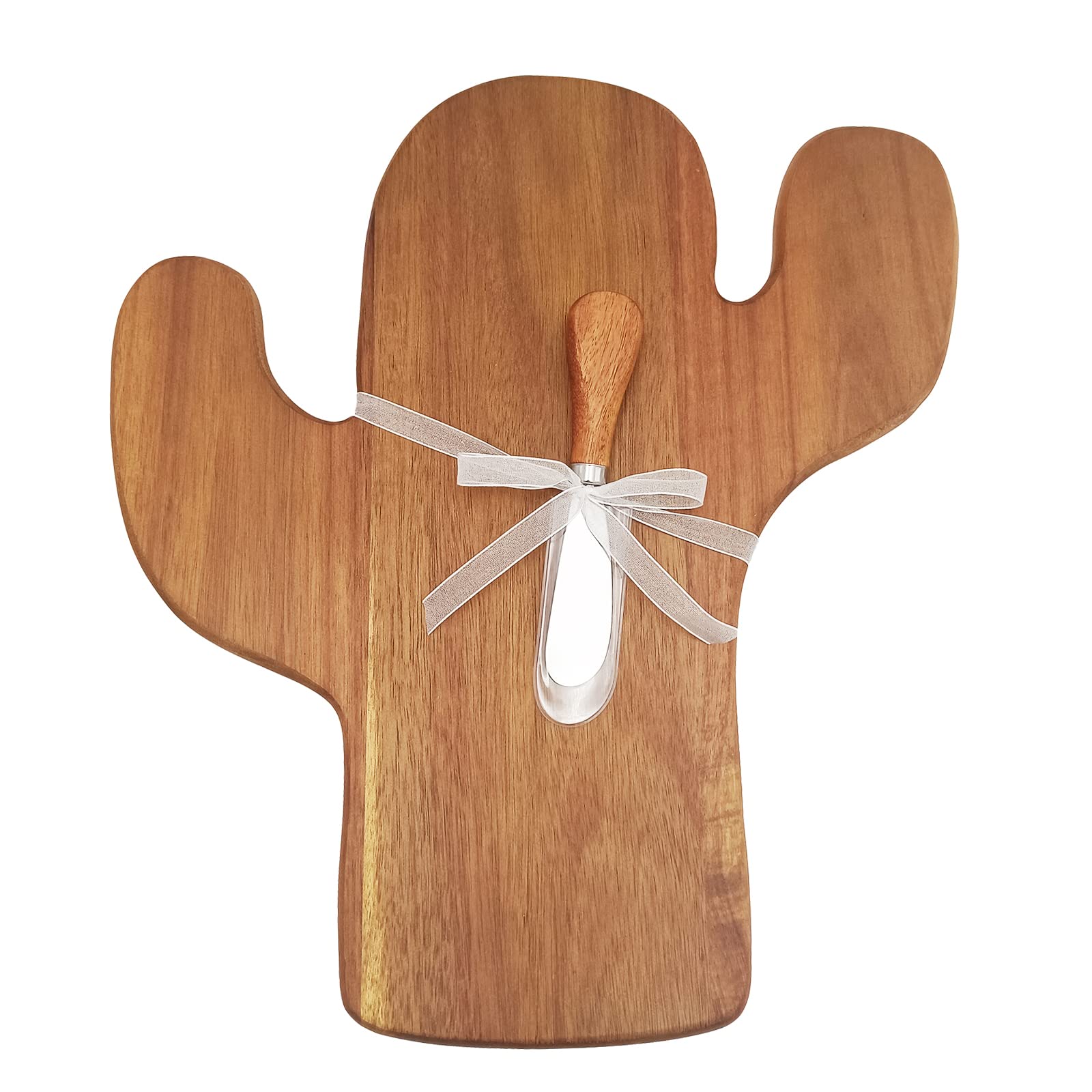 Premium Acacia Wood Cheese Board Set of 2 - 14x12 Inch Charcuterie Platter with Cheese Knife | Perfect for Entertaining, Wine Pairings & Serving Meats, Cheeses, Fruits & Vegetables | Elegant Party & Holiday Gift Idea
