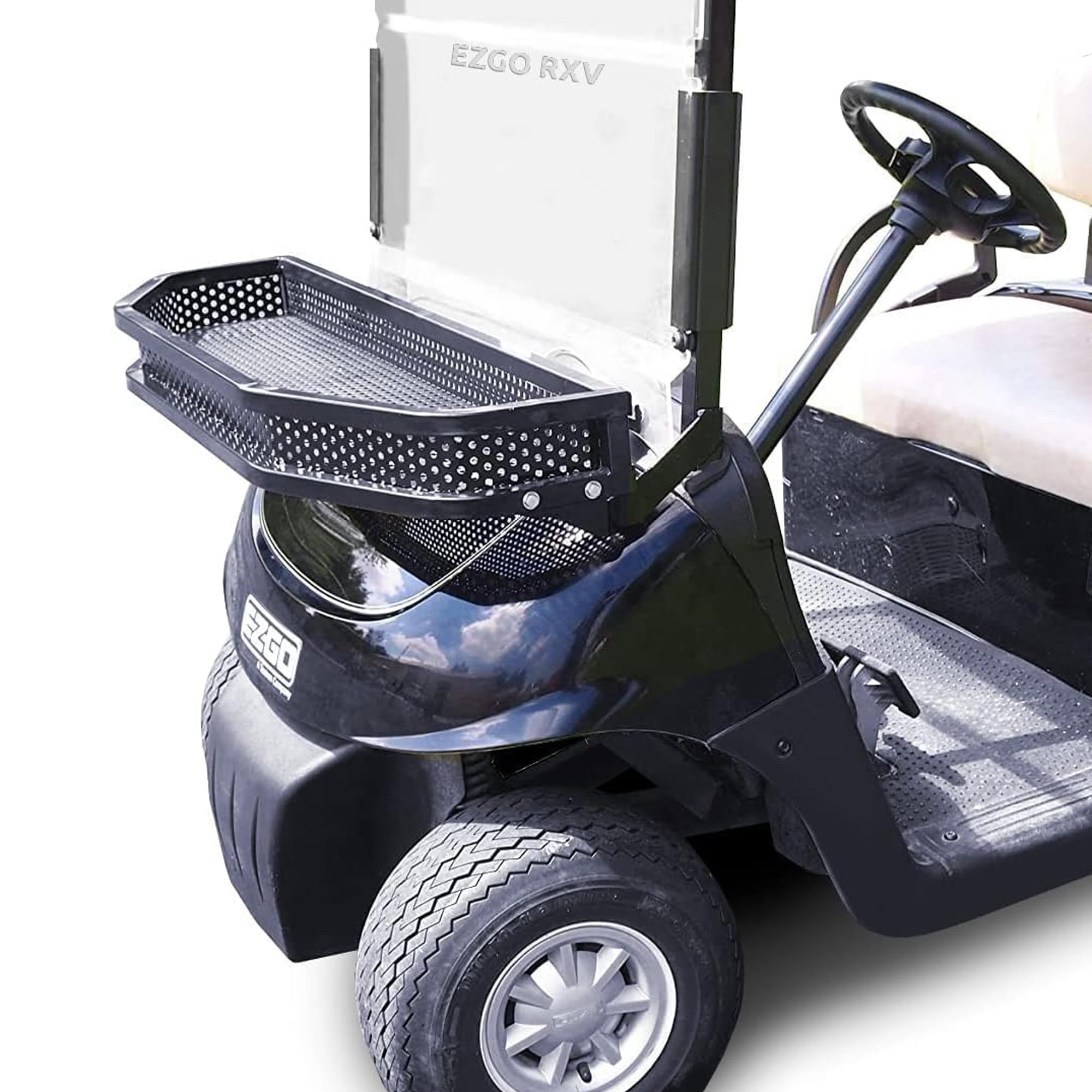Huskey Parts Company Front Utility Cargo Basket for EZGO TXT RXV Club Car Yamaha Golf Cart with Brackets - Perfect for Golf Cart Storage, Camping Gear & Outdoor Adventures