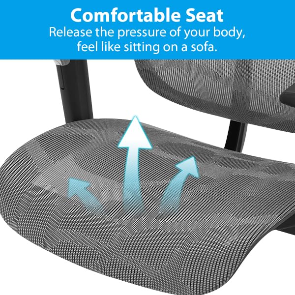 Ergonomic Office Chair - High Back Adjustable Desk Chair with Lumbar Support & Headrest - Big & Tall Executive Computer Task Chair for Home Office - Perfect for Long Work Hours & Gaming Sessions