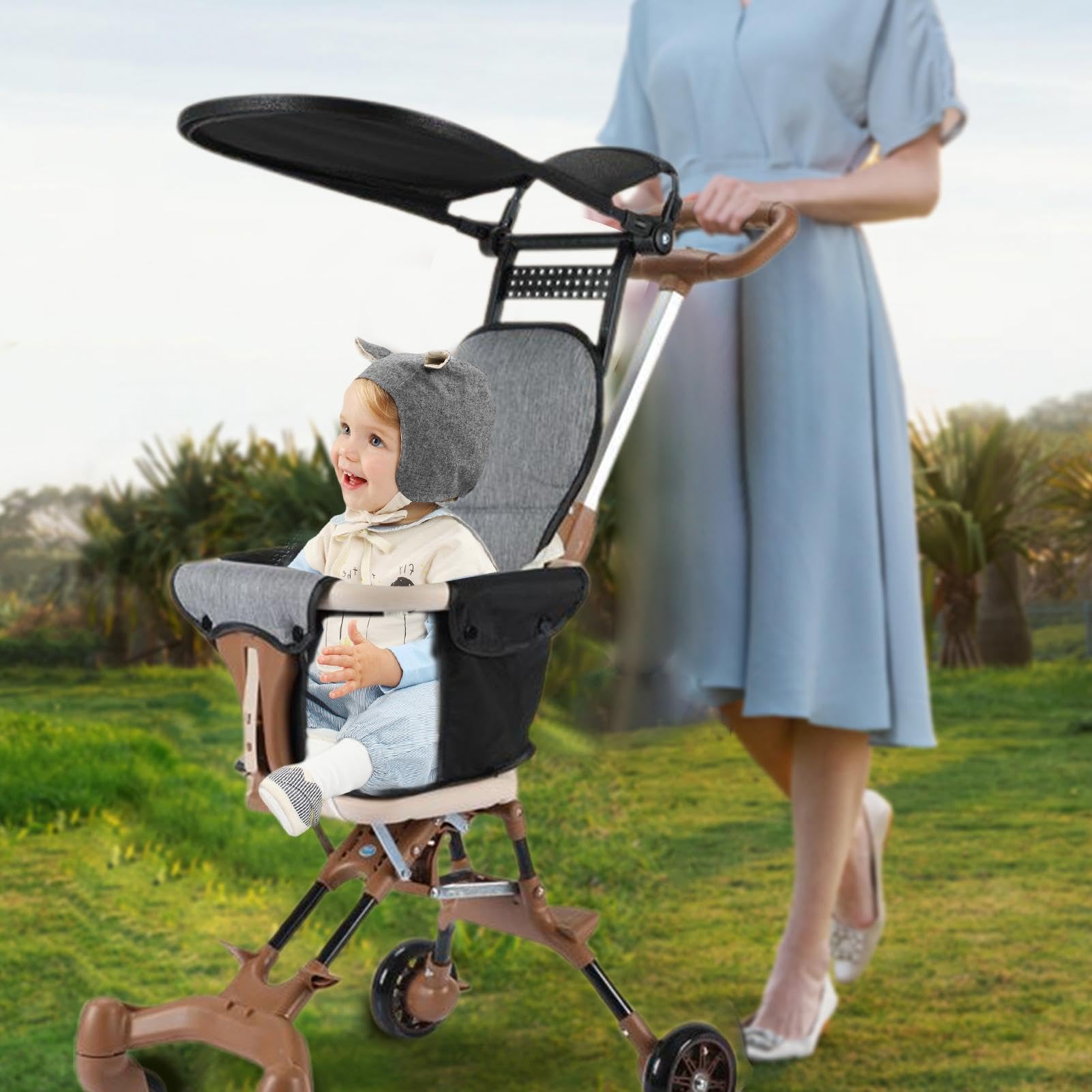 Lightweight Toddler Stroller with Rotatable Two-Way Seat - Portable Travel Stroller for Airplane & Car Trunk Storage, Detachable Canopy | Perfect for Traveling Parents, Shopping, and Outdoor Walks