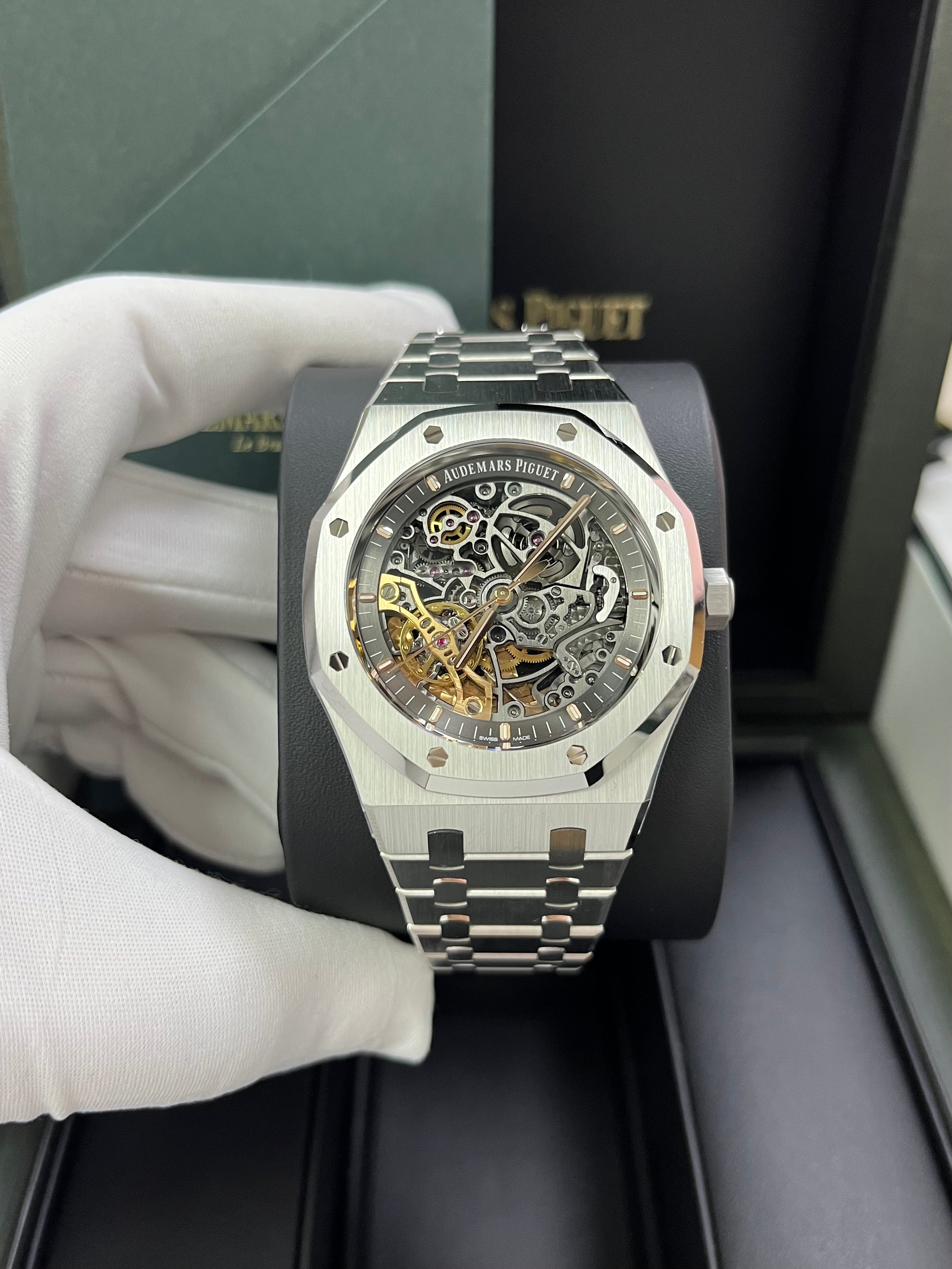 Audemars Piguet Royal Oak 15407ST.OO.1220ST.01 - Stainless Steel Skeleton Watch with Double Balance Wheel & Openwork Dial - Luxury Men's Timepiece for Business, Gala & Special Occasions