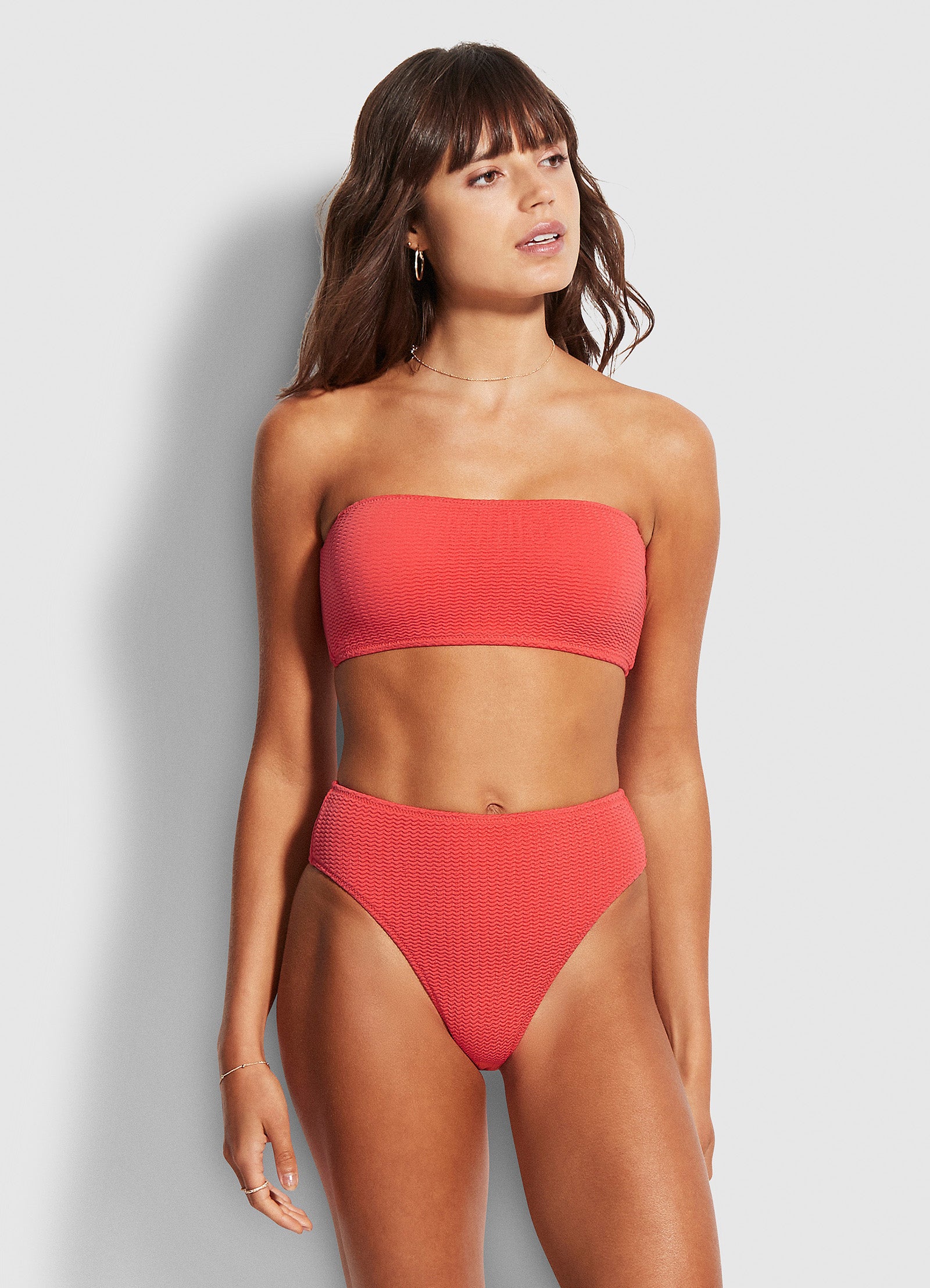 Sea Dive High Rise Pant Fiesta Coral - Women's High Waisted Swim Bottoms for Beach & Pool - Perfect for Swimming, Surfing, and Tropical Vacations