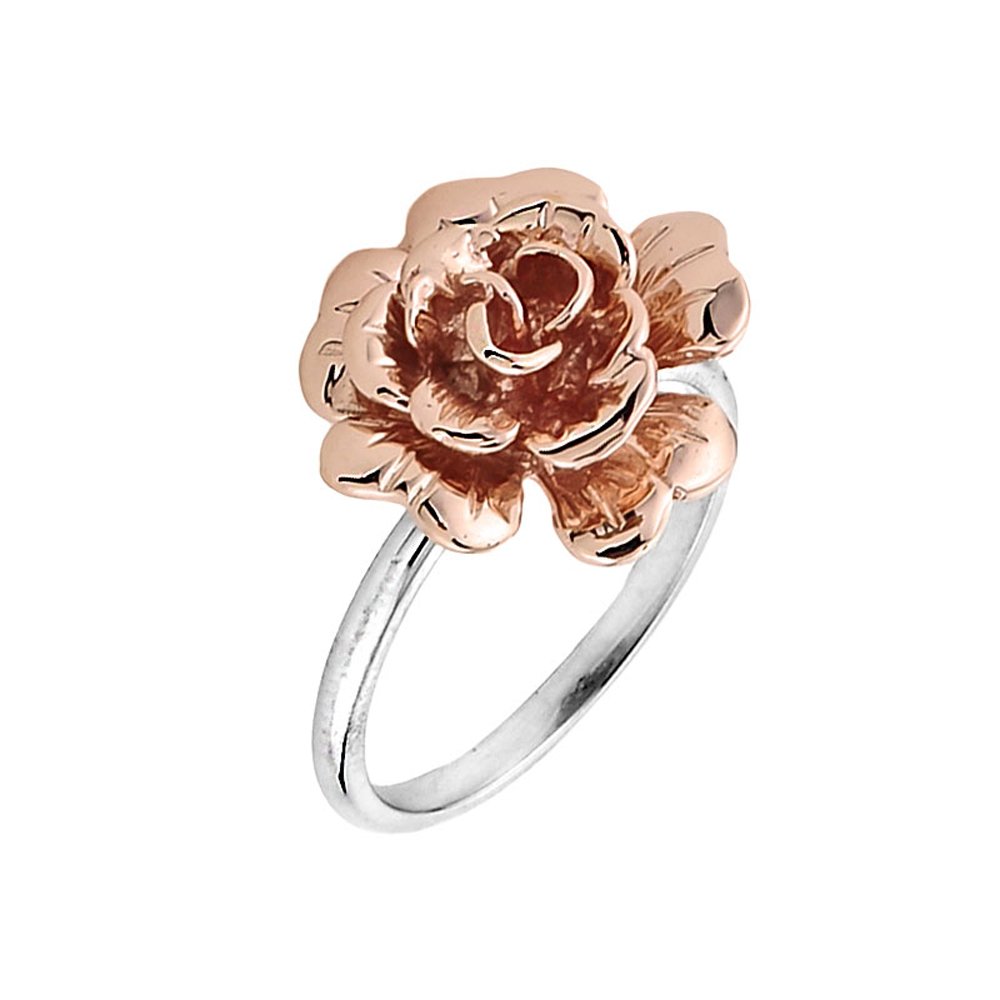 14K Two-Tone Gold Rose Flower Ring for Women - Elegant Jewelry Gift for Valentine's Day, Anniversary & Special Occasions