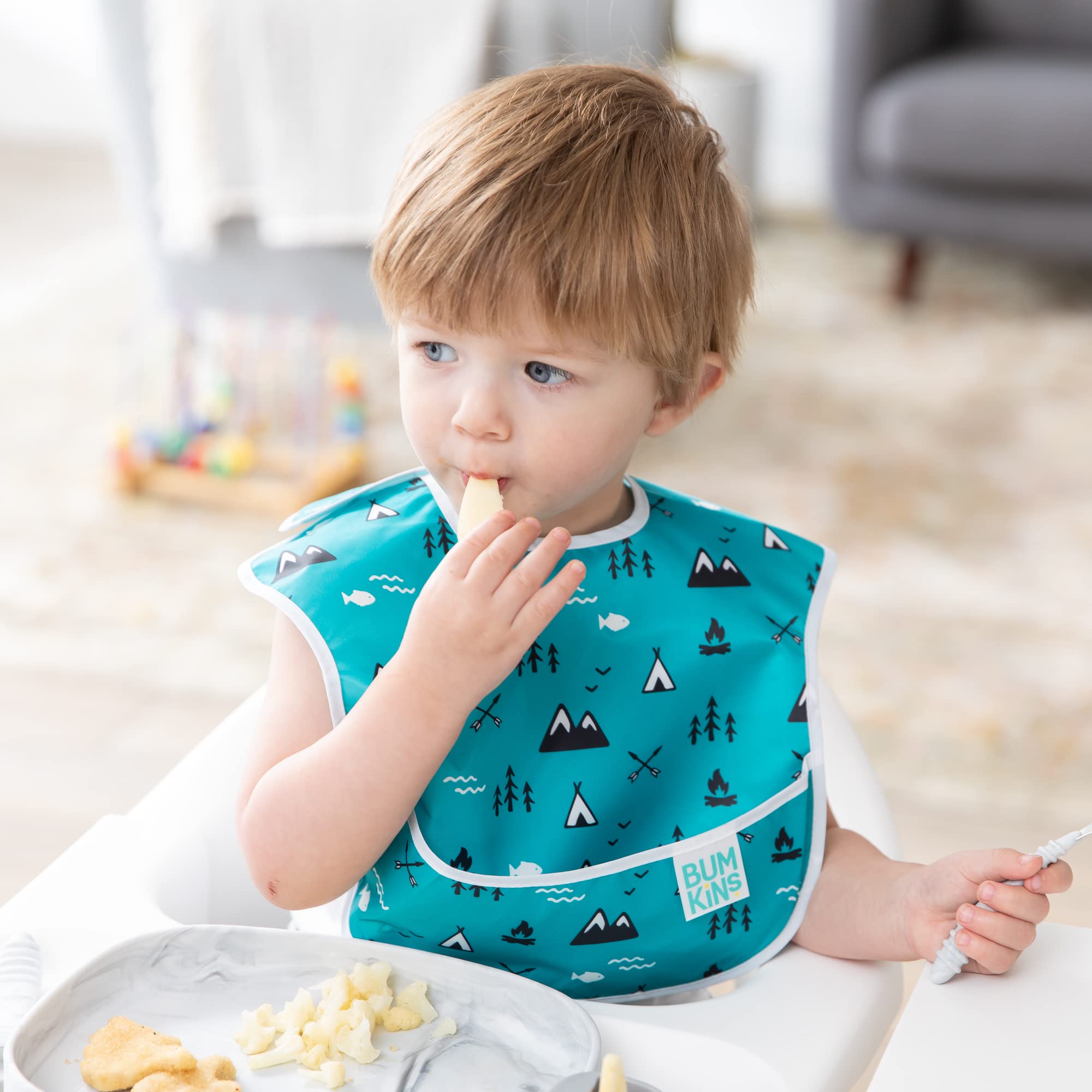 Bumkins SuperBib - Waterproof & Washable Baby Bibs for Infants & Toddlers 6-24 Months | 3-Pack Feeding Set | Perfect for Mealtime, Outdoor Adventures & Wildlife Theme | Durable & Easy to Clean for Messy Eaters