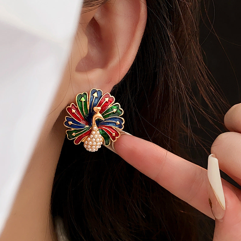 Elegant Peacock Pearl Earrings for Women - Hypoallergenic Dangle Jewelry | Perfect for Weddings, Parties & Special Occasions | WE120