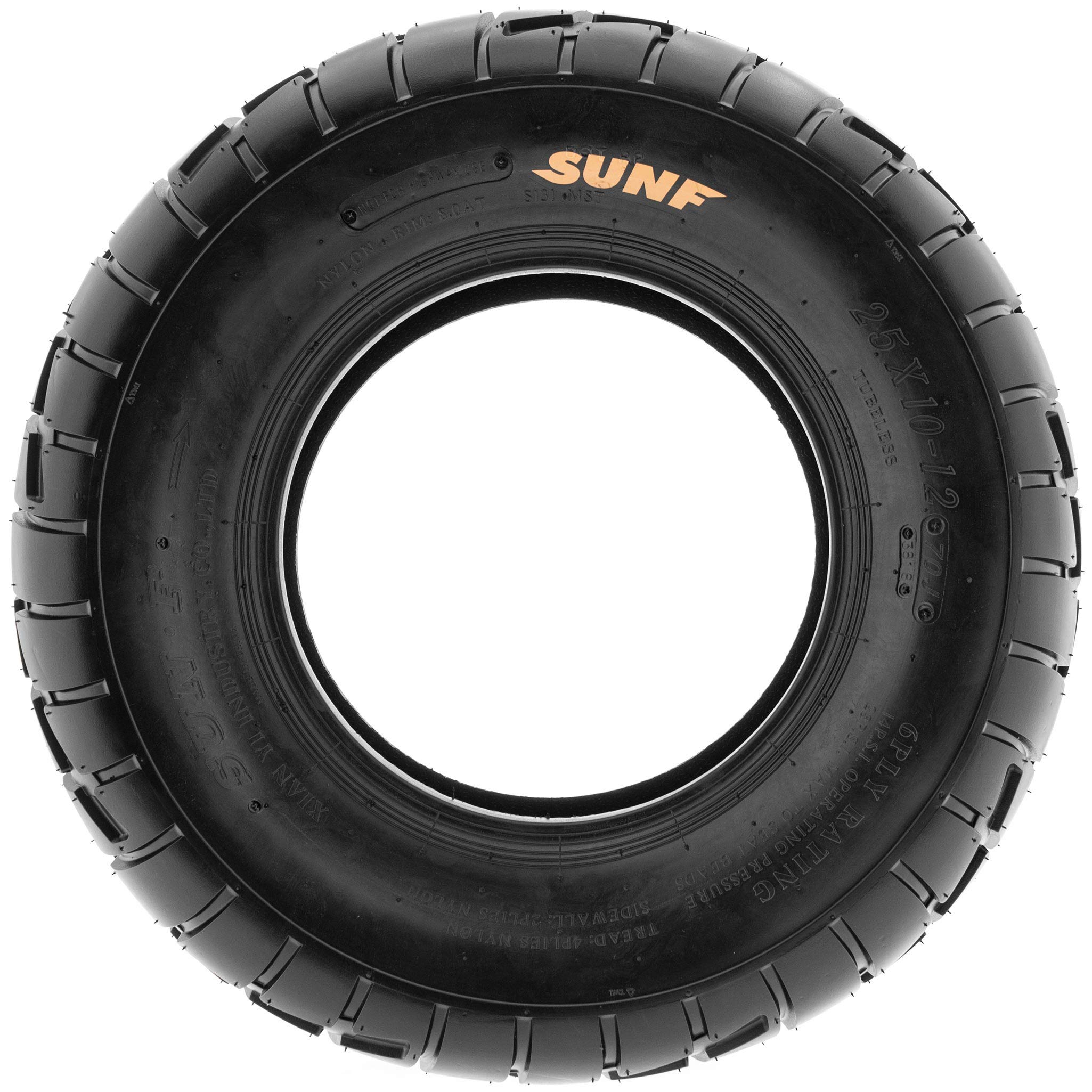 2 Pack SunF A021 TT Sport ATV/UTV Tires 25x11-12 6PR Tubeless - Dirt Track & Flat Track Racing Tires for Off-Road Adventures & Trail Riding