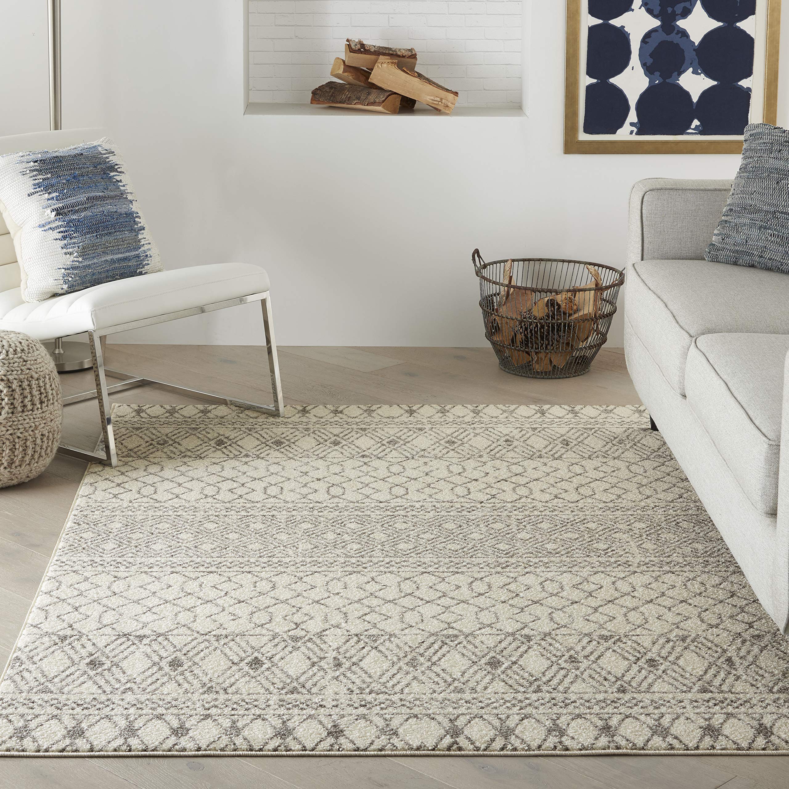 Nourison Passion Geometric Ivory/Grey 3'9