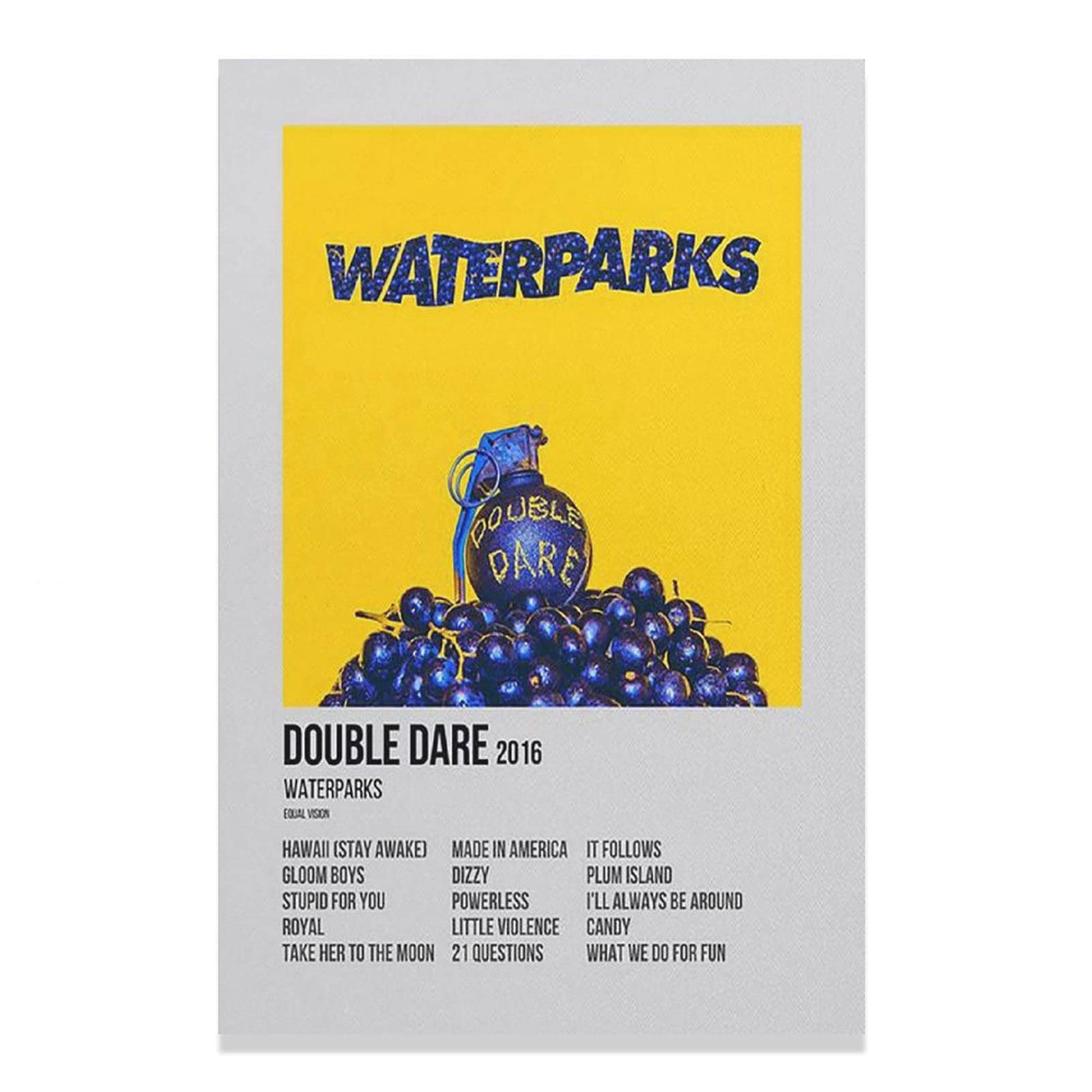Waterparks Double Dare 2016 Music Canvas Poster - 12x18inch (30x45cm) Unframed Wall Art for Bedroom, Office & Sports Room Decor - Perfect Gift for Music Fans & Teen Room Aesthetics