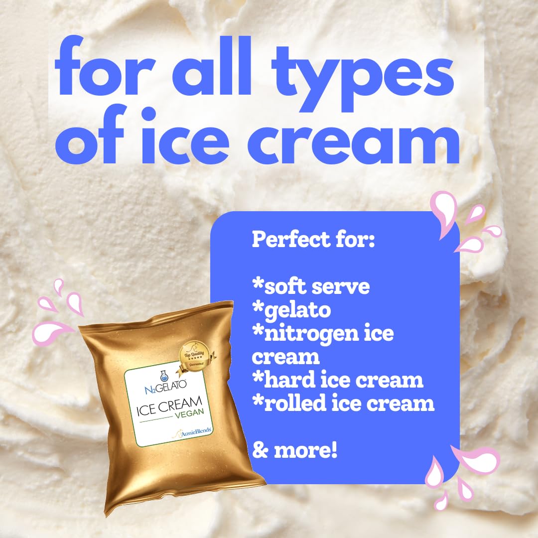 AussieBlends Vegan Ice Cream Mix - 8 Pack for Soft Serve, Rolled Ice Cream, Gelato, Liquid Nitrogen & Hard Ice Cream | Dairy-Free, Plant-Based Dessert Mix for Home, Cafes & Ice Cream Shops